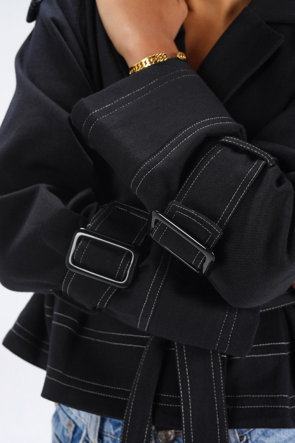Cropped Trench Coat - Black