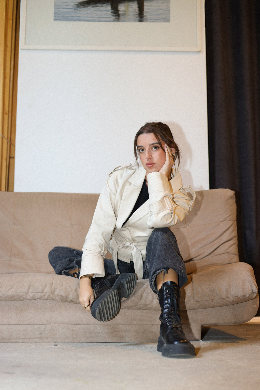 Cropped Trench Coat - Beige