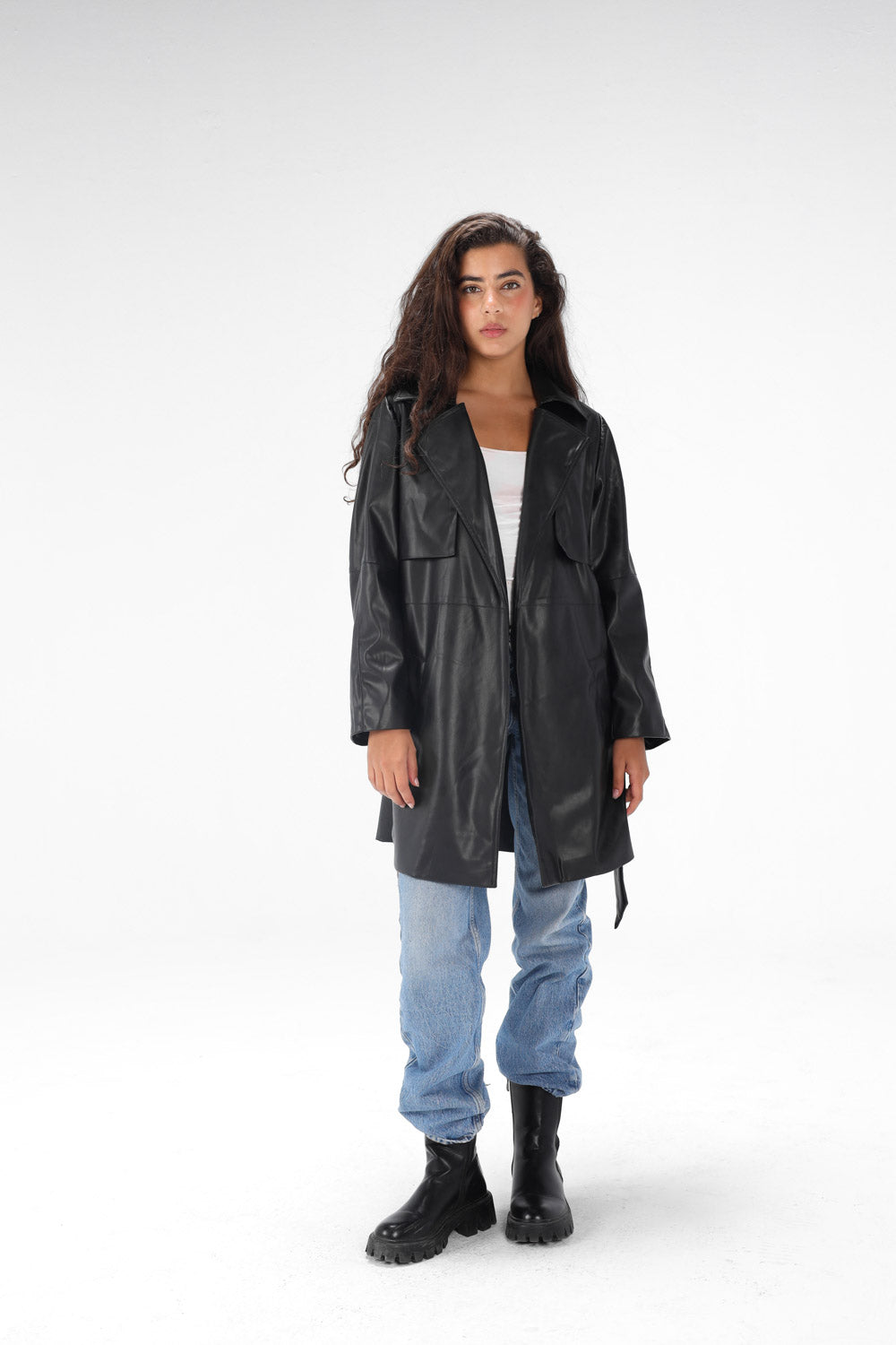 Leather Trench coat - Black