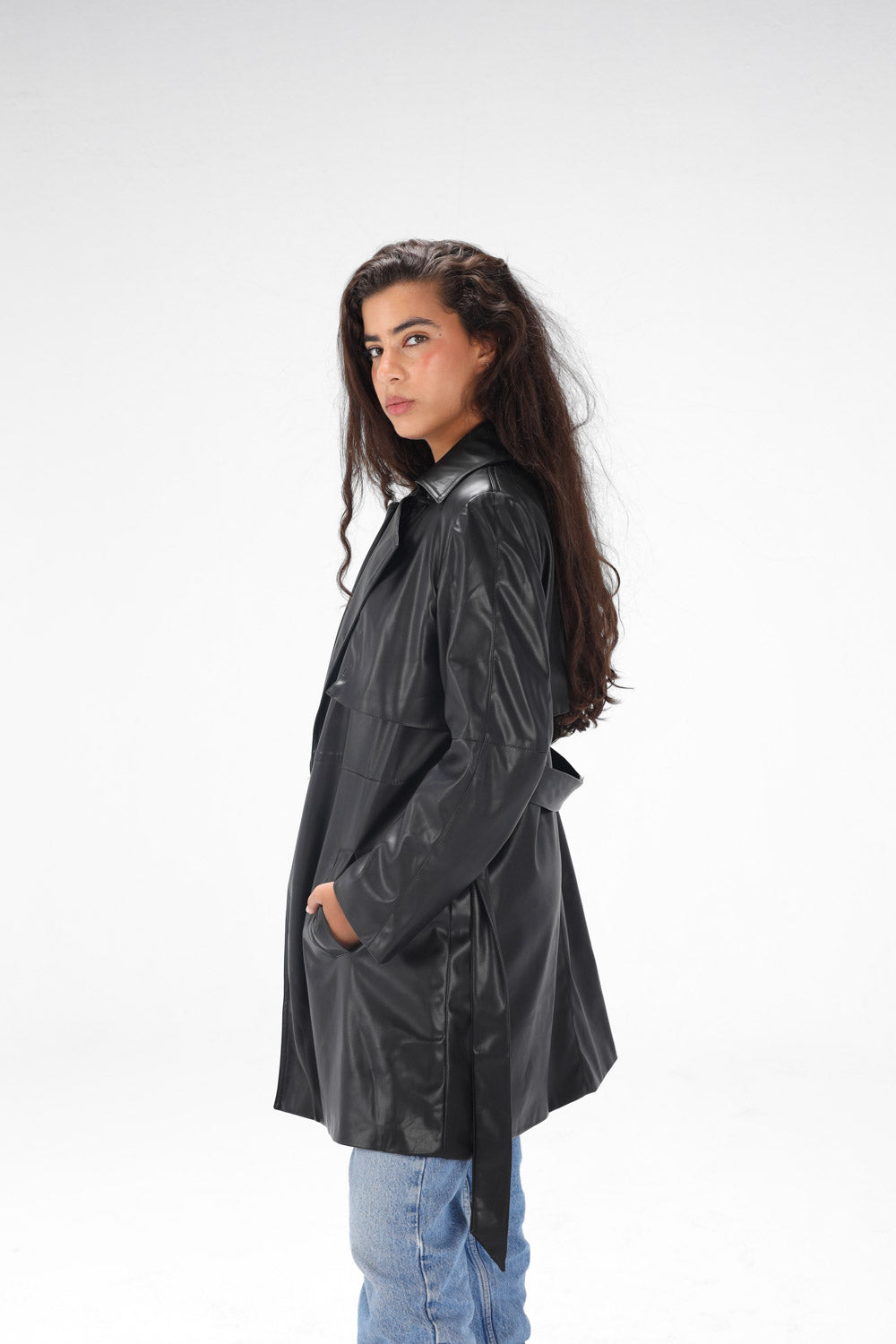Leather Trench coat - Black