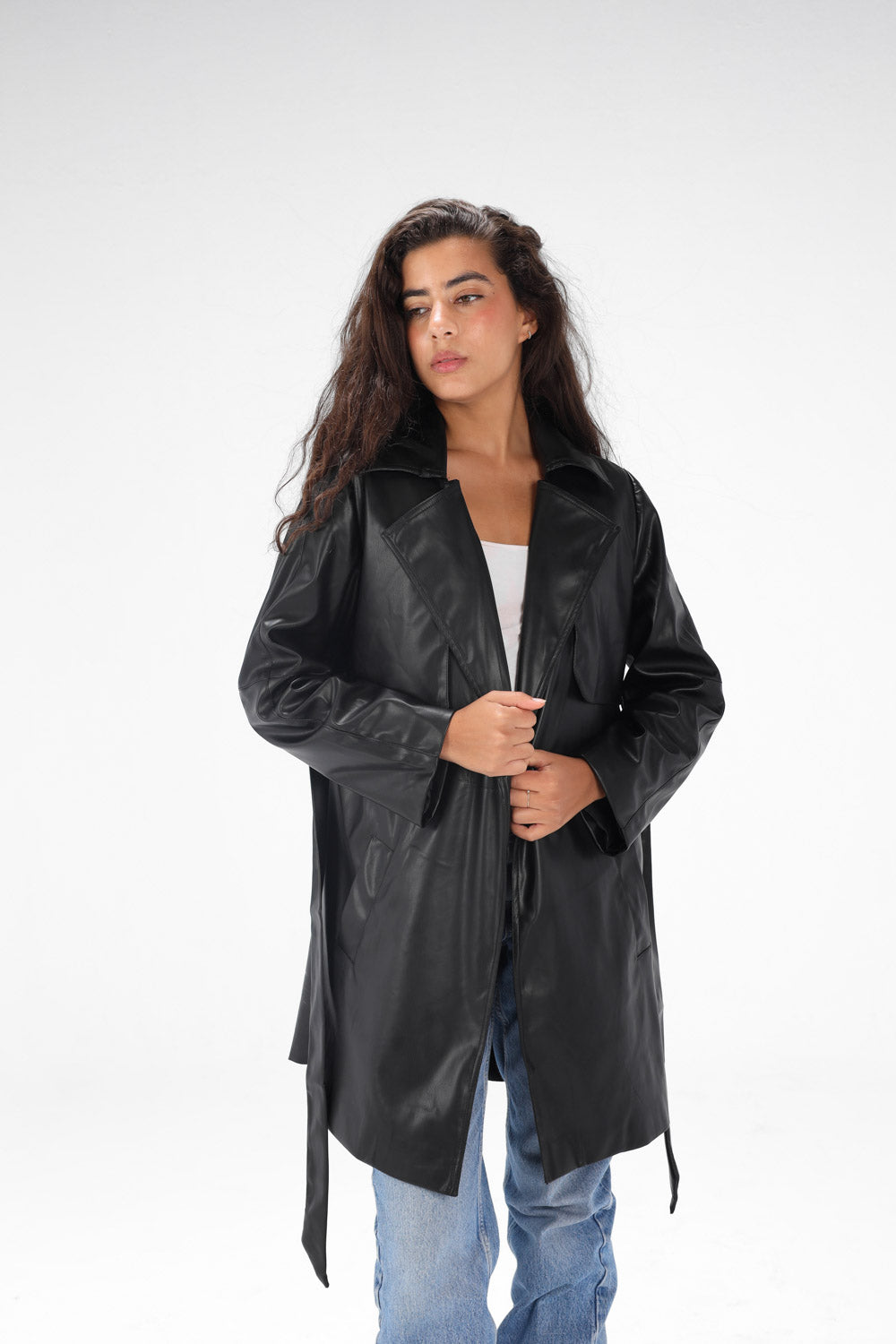 Leather Trench coat - Black