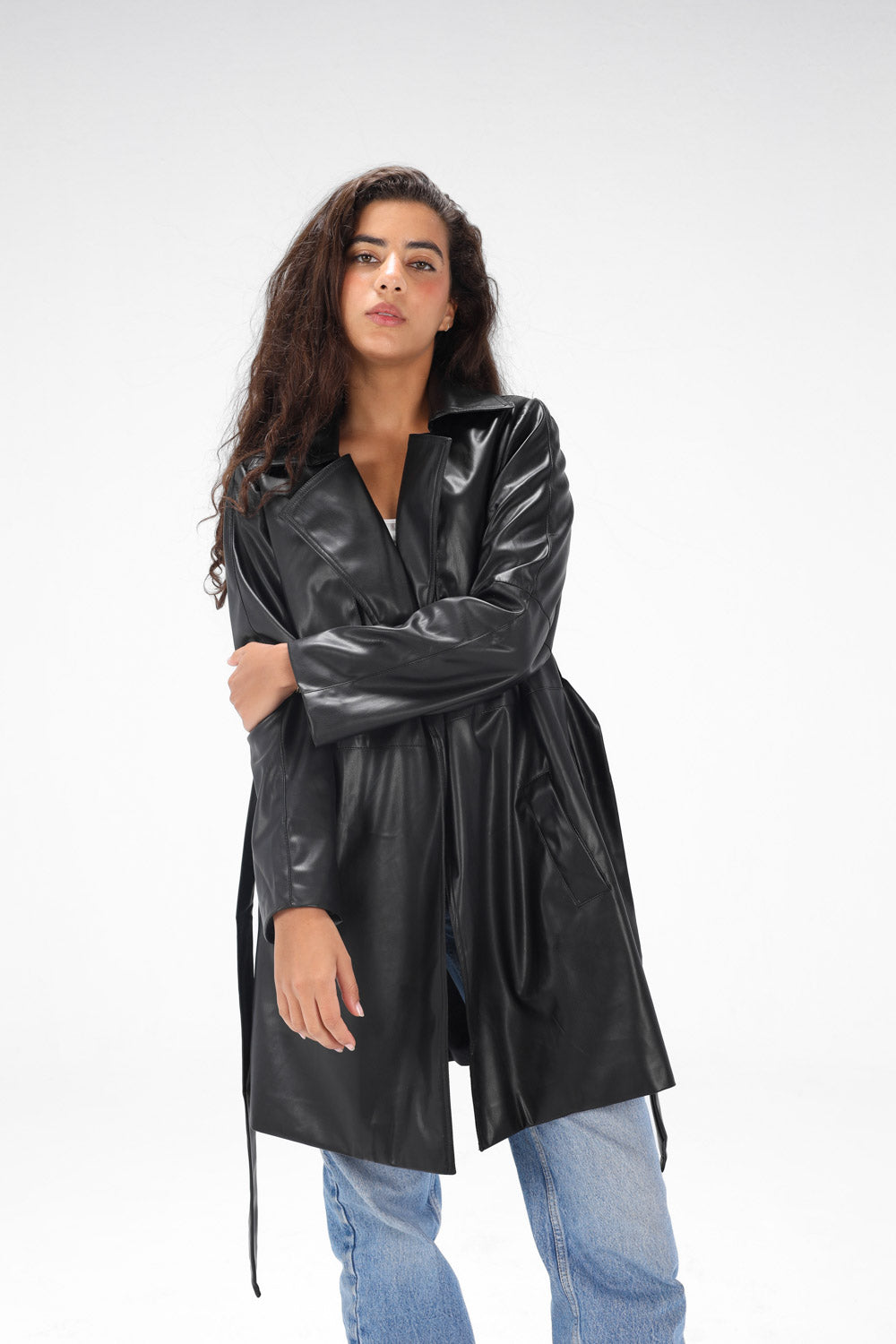 Leather Trench coat - Black
