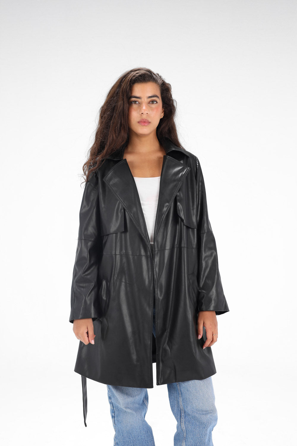 Leather Trench coat - Black