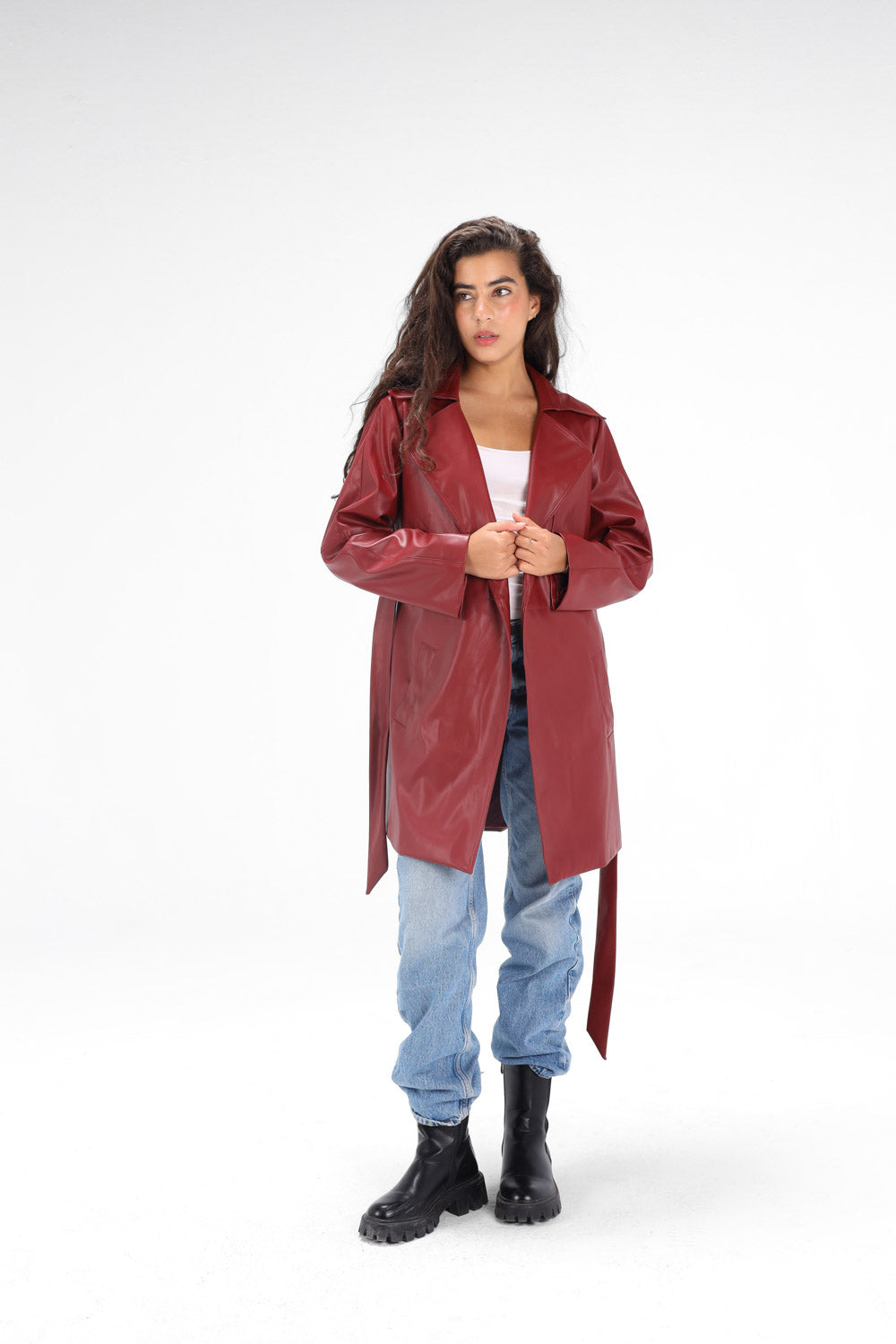 Leather Trench coat - Burgandy