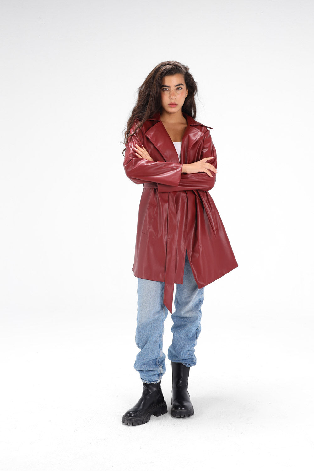 Leather Trench coat - Burgandy