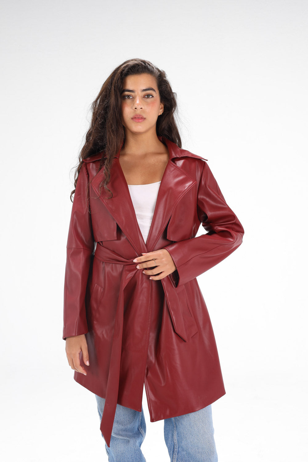 Leather Trench coat - Burgandy