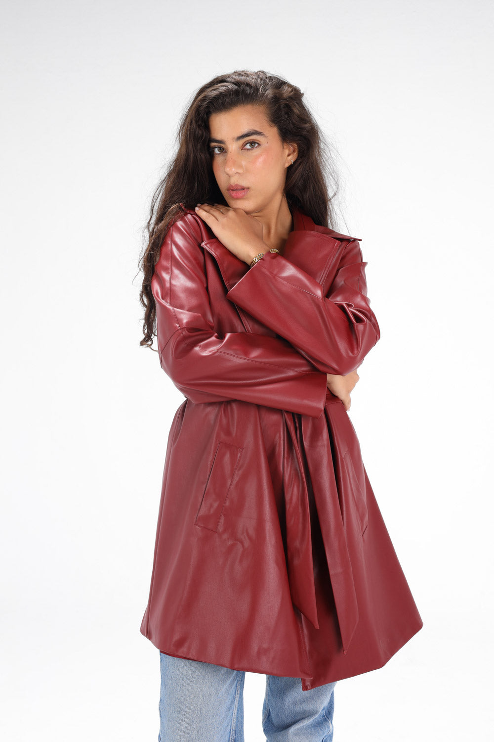 Leather Trench coat - Burgandy