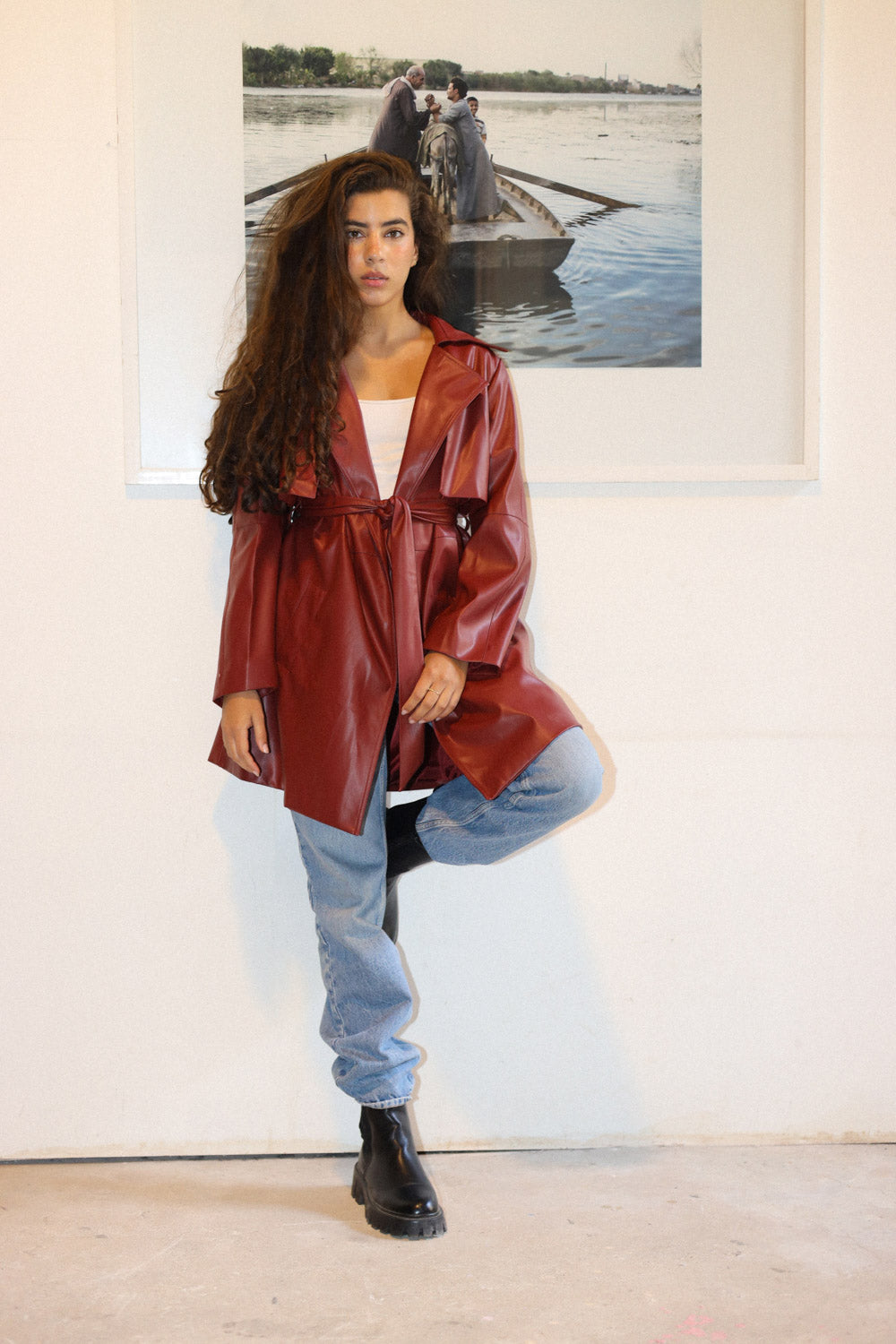 Leather Trench coat - Burgandy