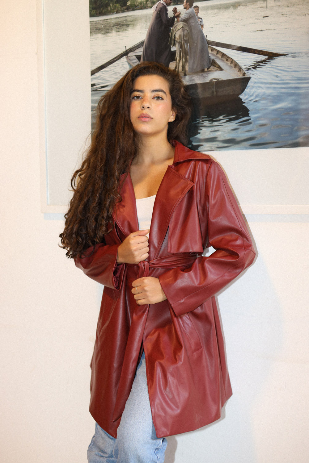 Leather Trench coat - Burgandy