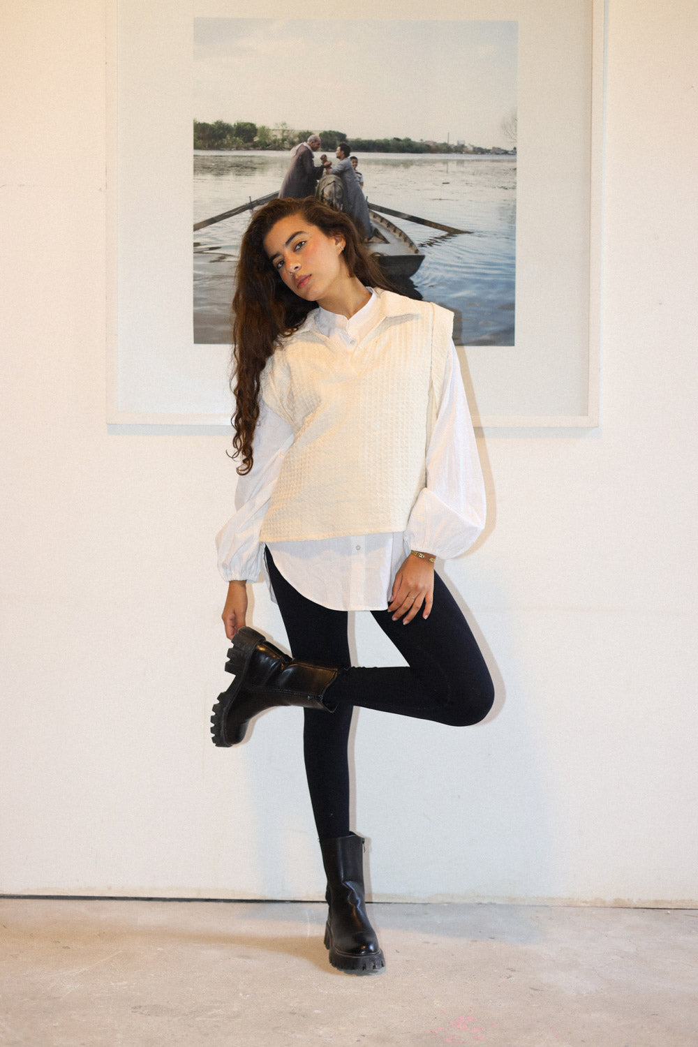 Knitted Vest - Beige