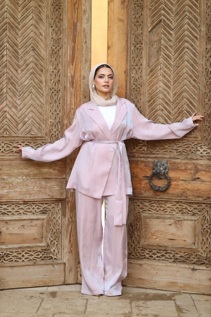 Shimmer Blazer Set - Cashmere