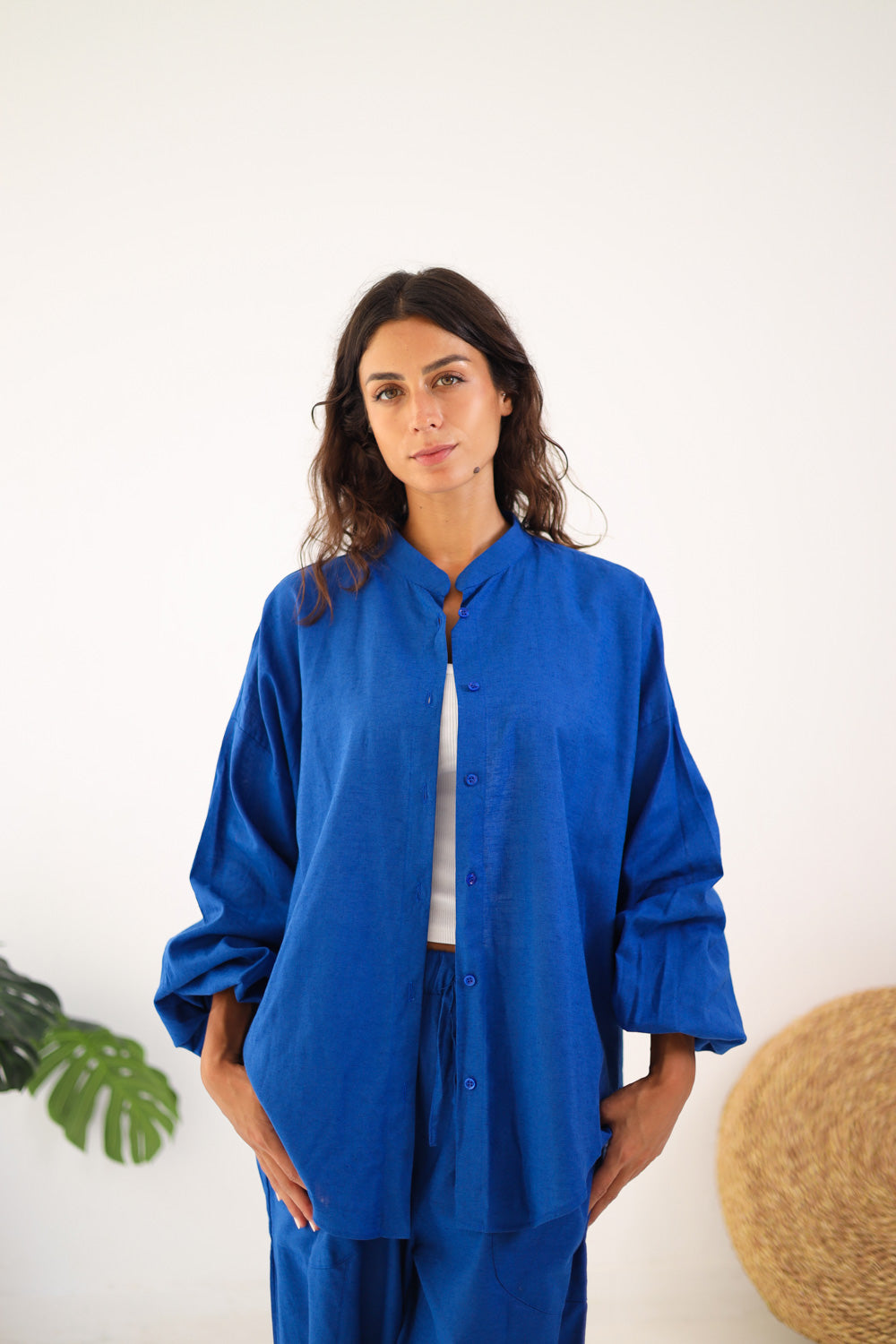 Ballon Sleeves Shirt - Royal Blue