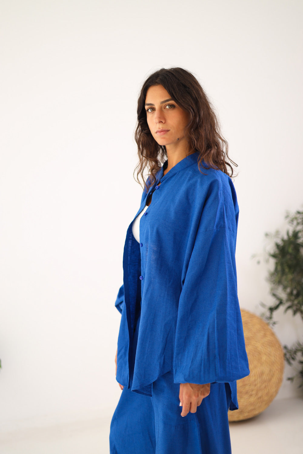 Ballon Sleeves Shirt - Royal Blue