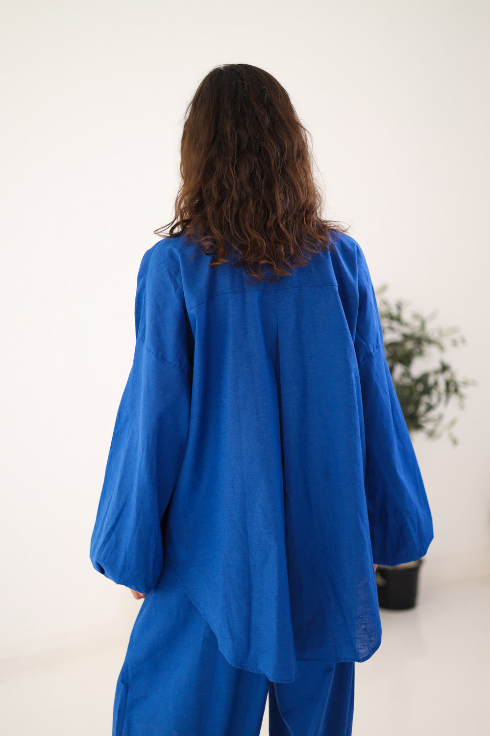 Ballon Sleeves Shirt - Royal Blue