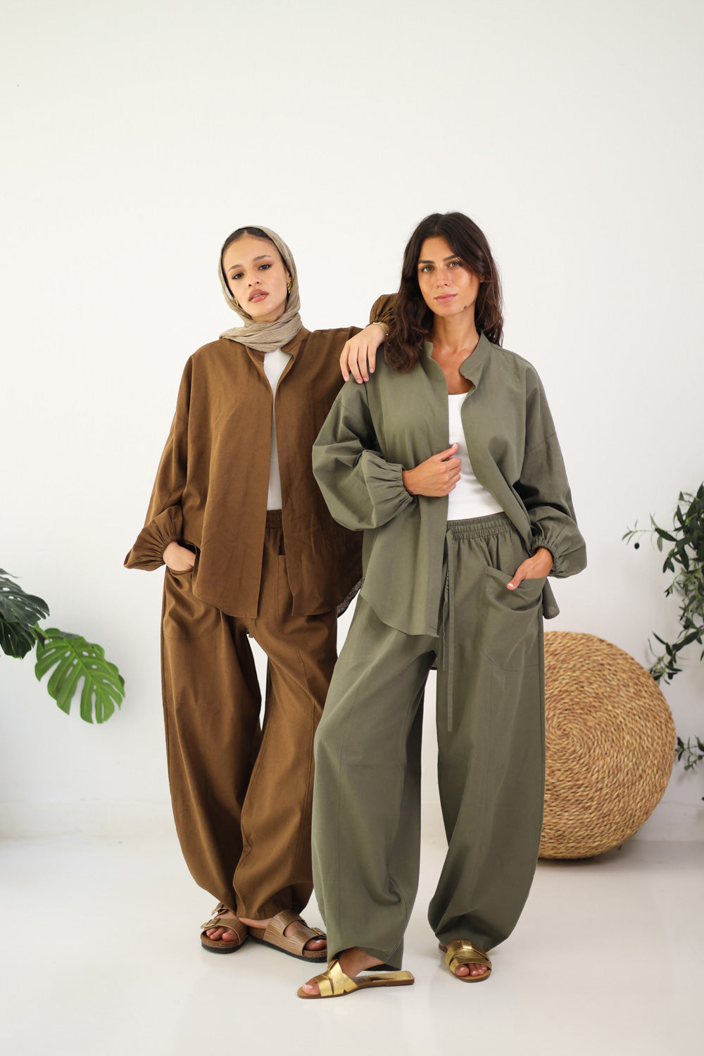 Ballon Sleeves Shirt - Olive