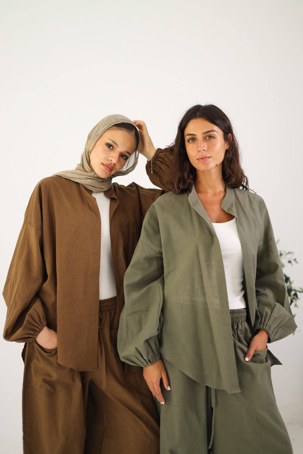 Ballon Sleeves Shirt - Olive