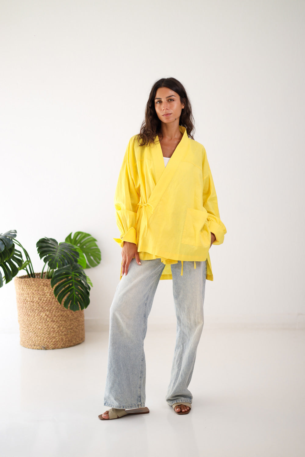 Wrapped Linen Shirt- Butter Yellow