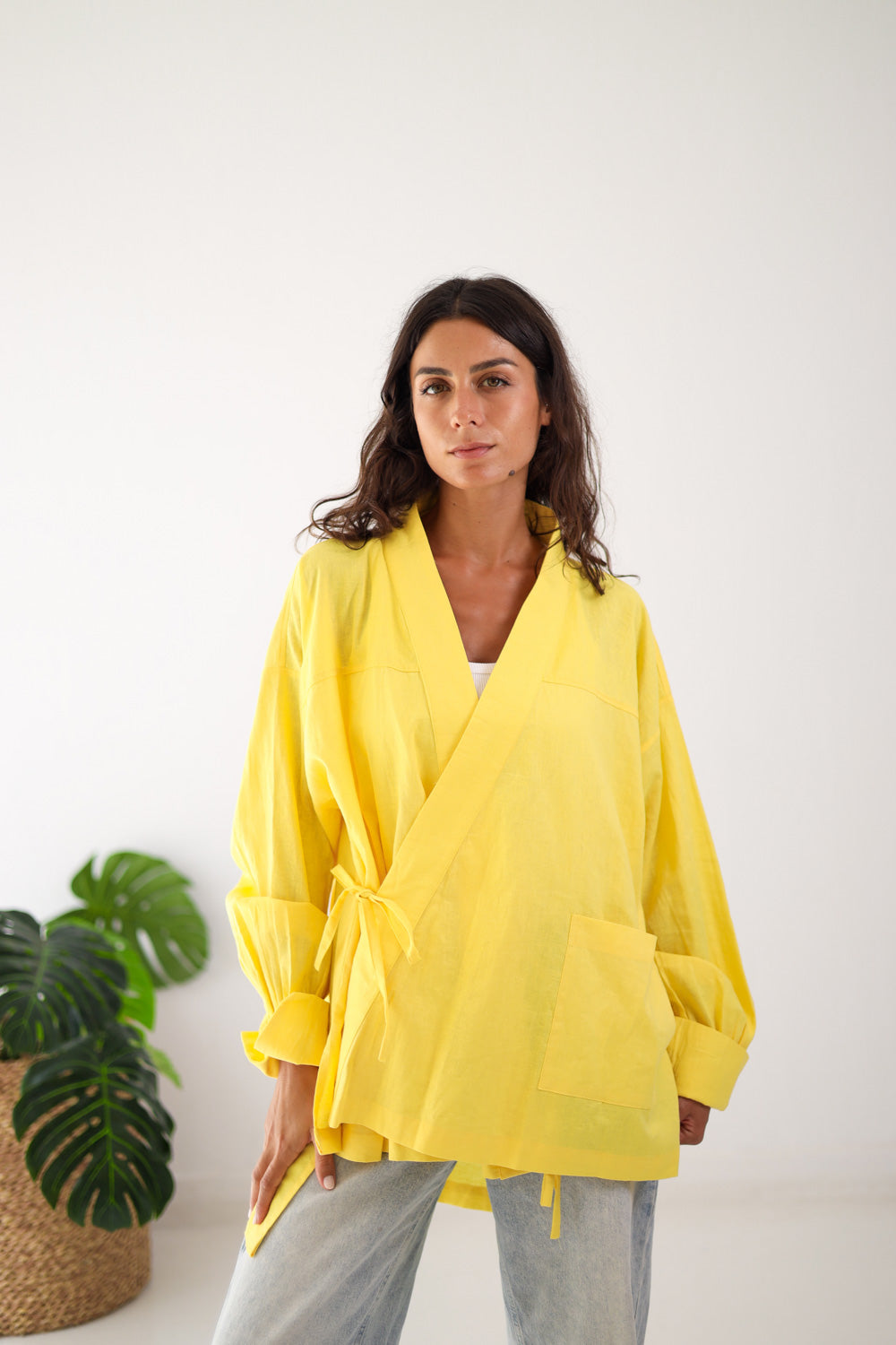 Wrapped Linen Shirt- Butter Yellow
