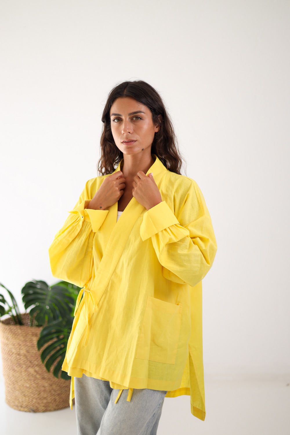 Wrapped Linen Shirt- Butter Yellow