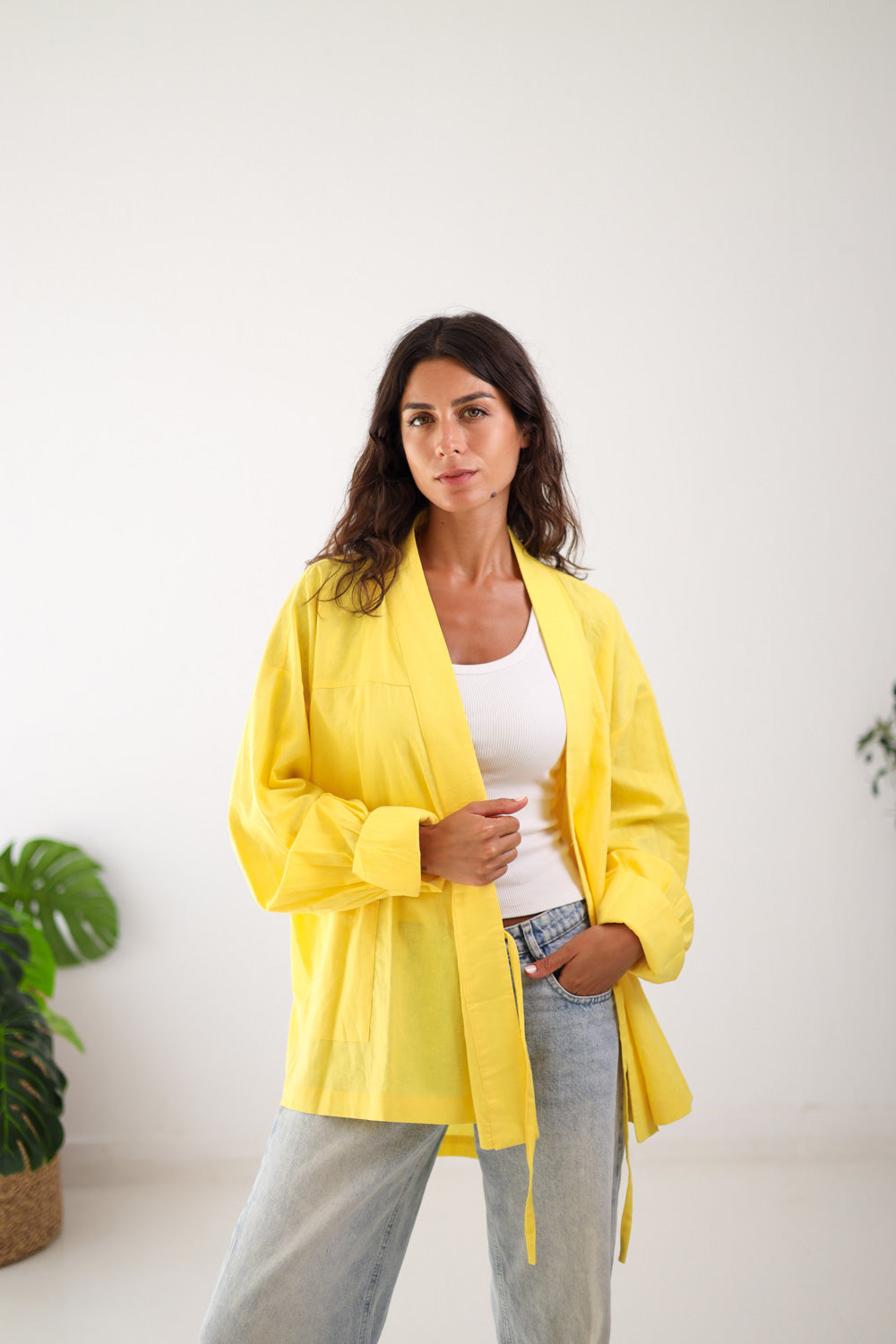 Wrapped Linen Shirt- Butter Yellow