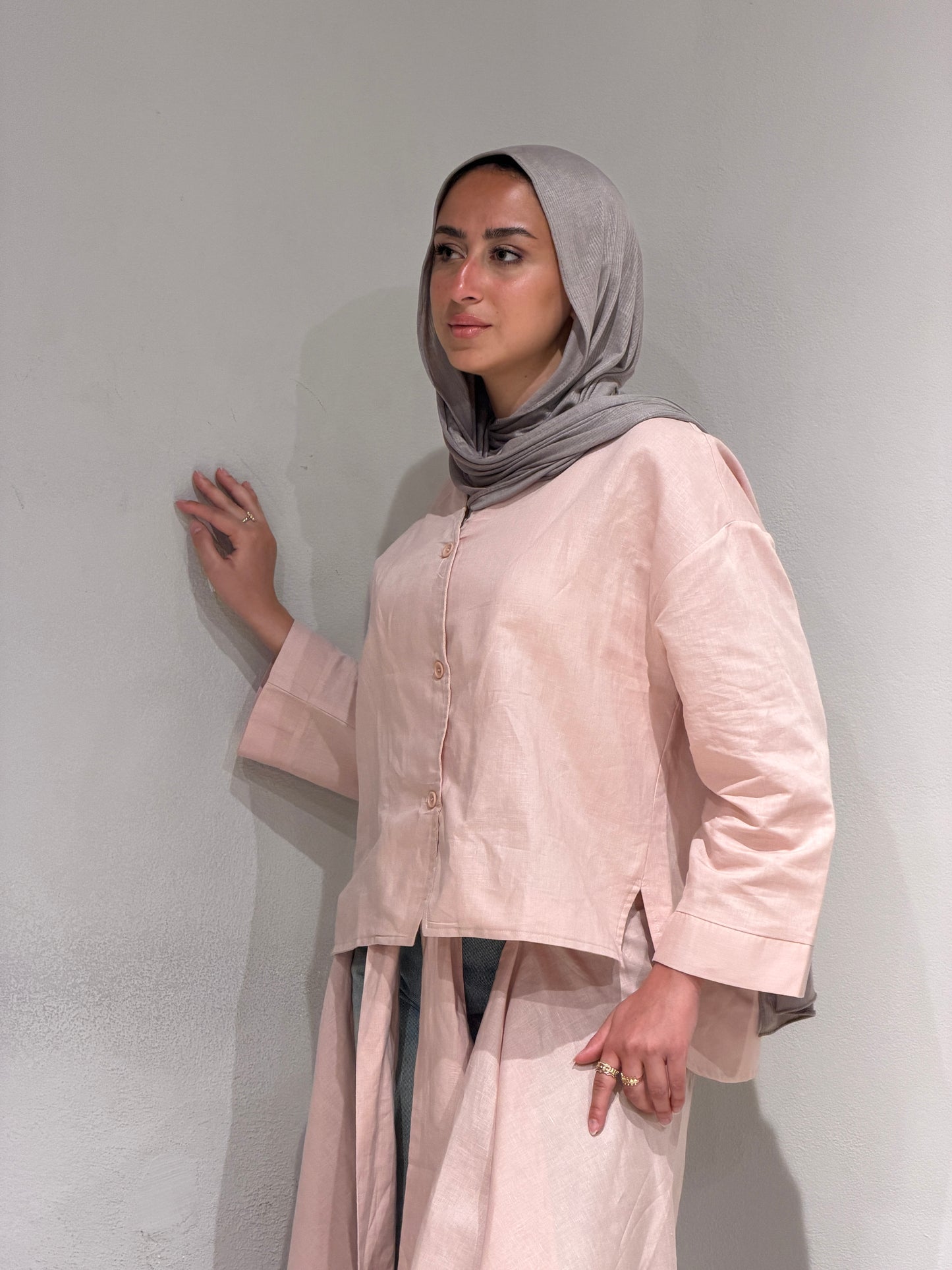 Pure Linen Shirt - POWDER PINK