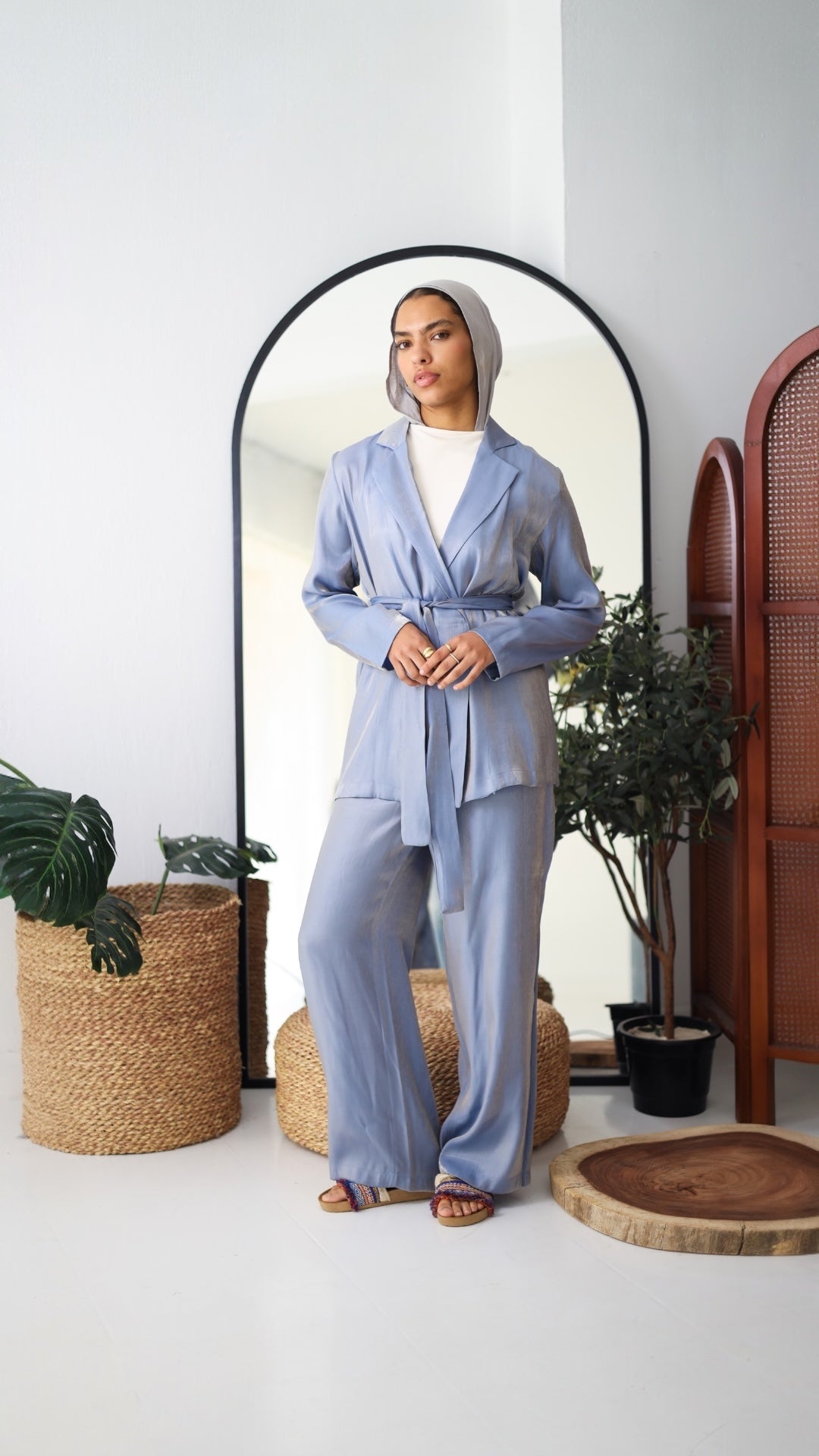 Shimmer Blazer Set - Blue