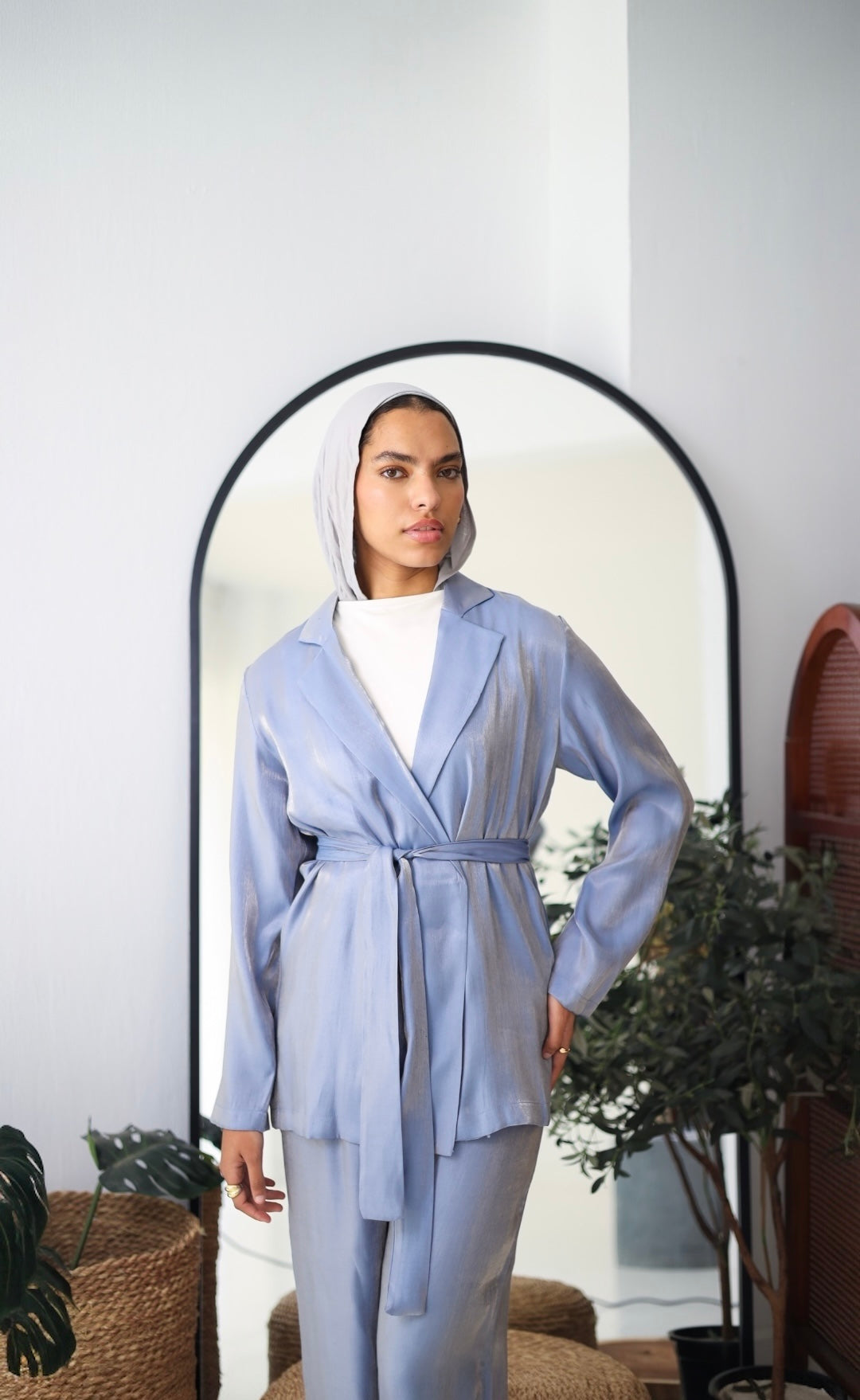 Shimmer Blazer Set - Blue