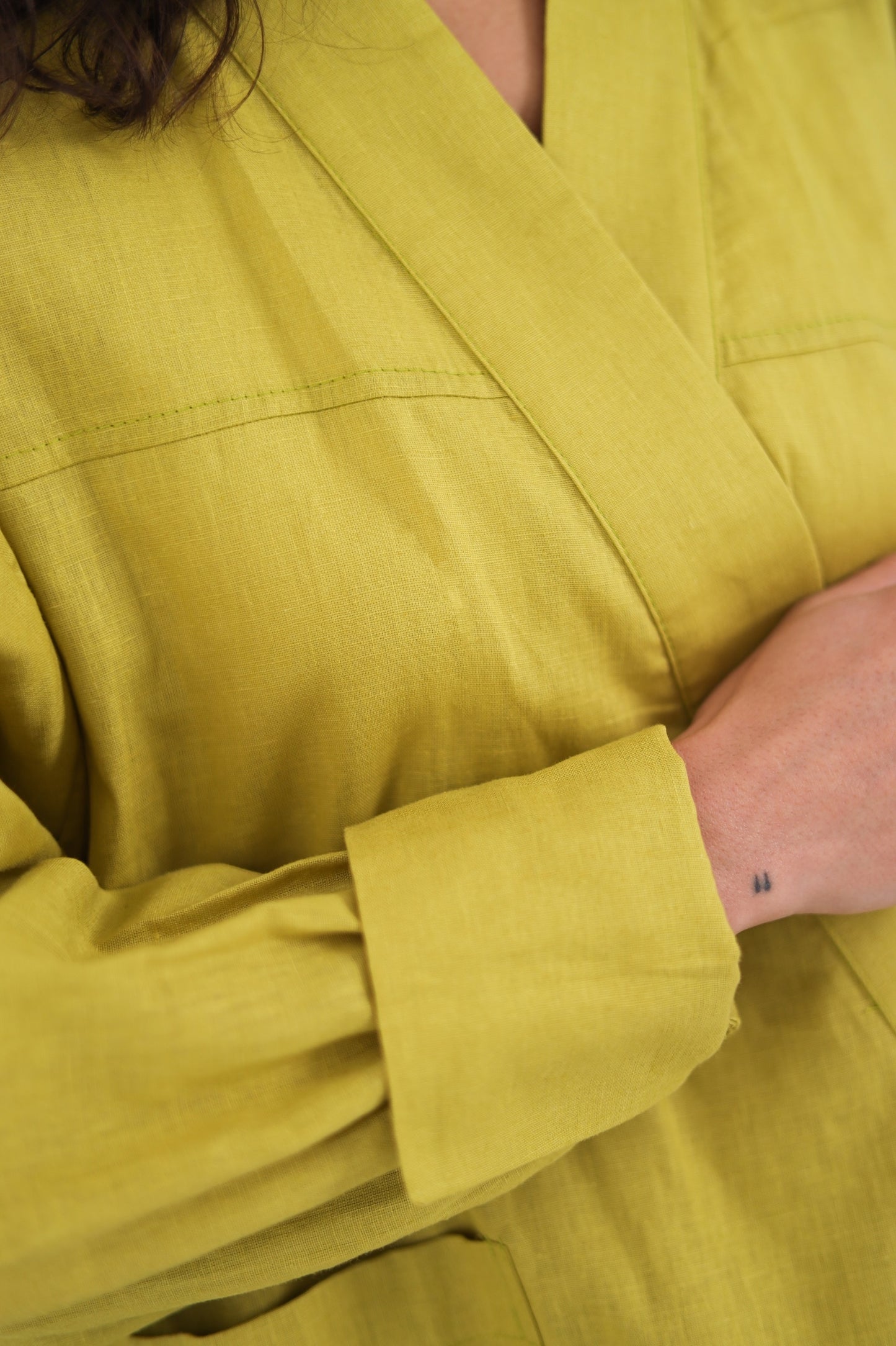 Wrapped Linen Shirt - Lime