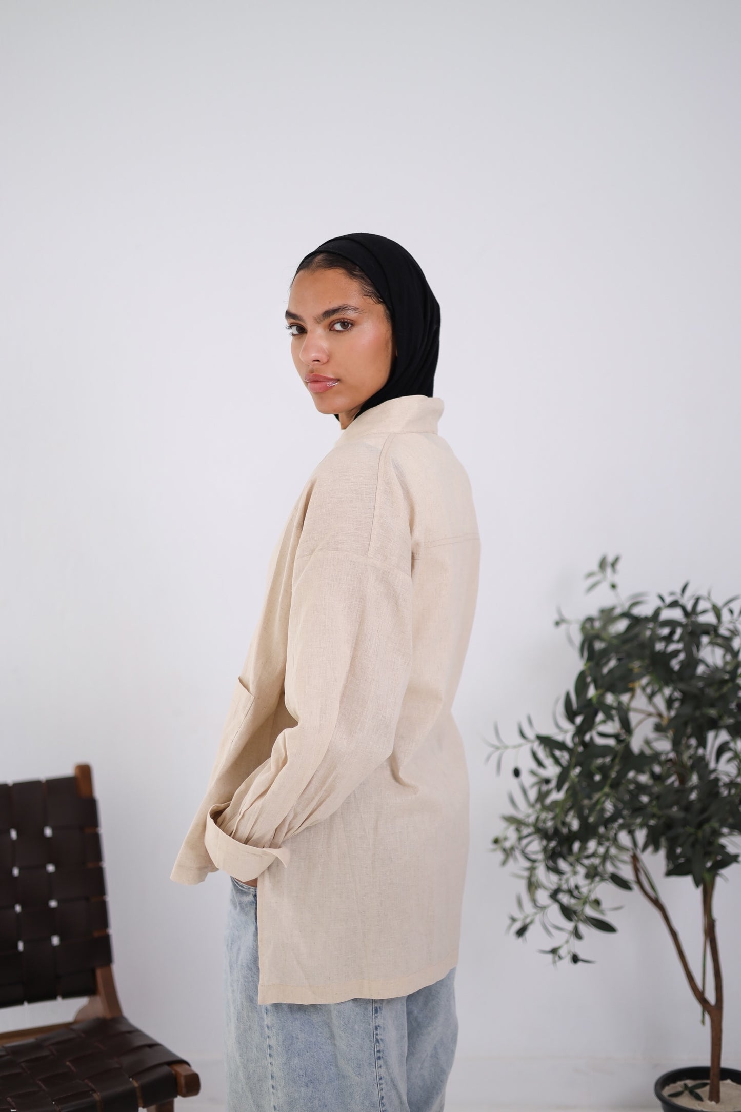Wrapped Linen Shirt - Beige