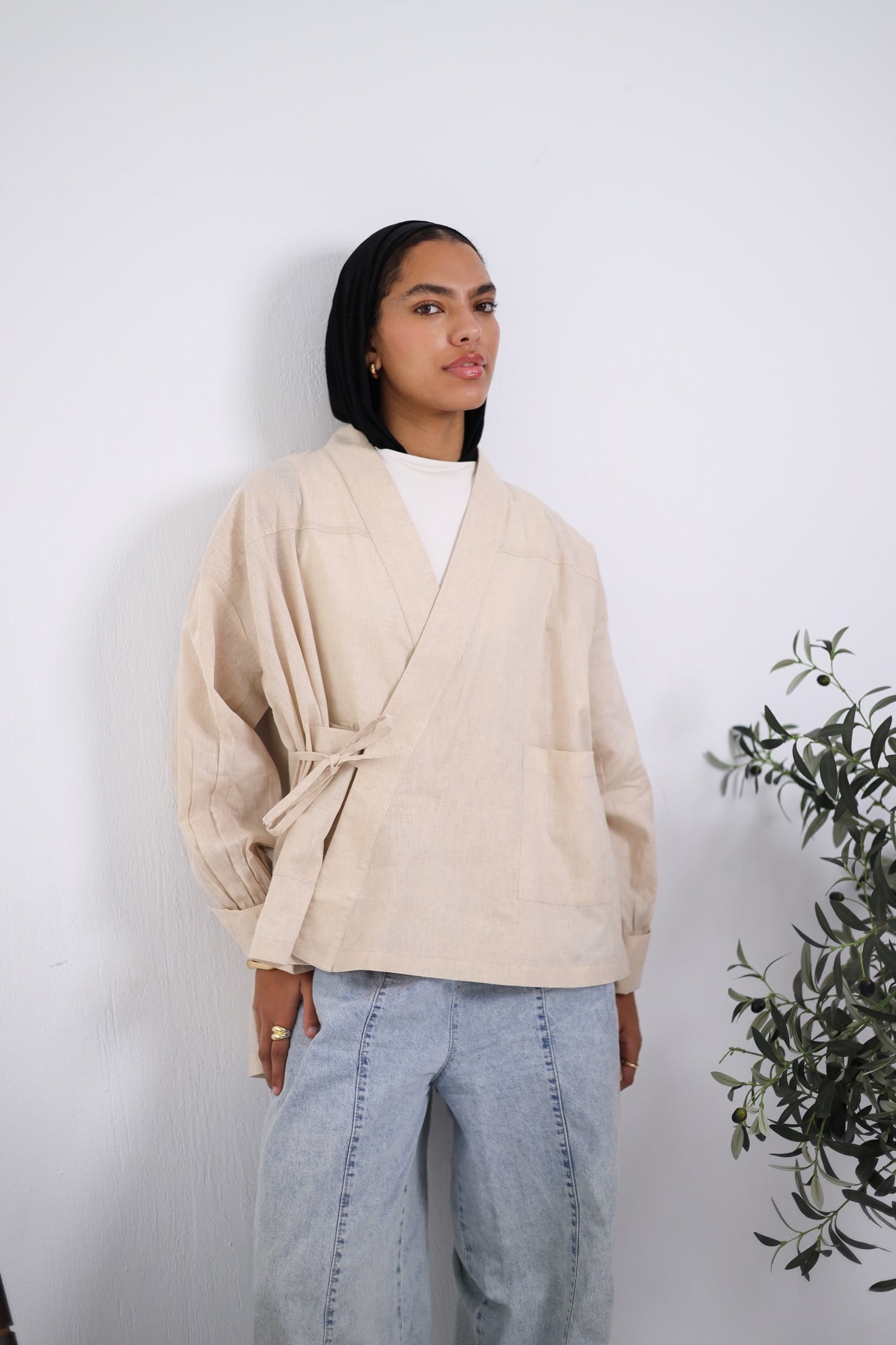 Wrapped Linen Shirt - Beige