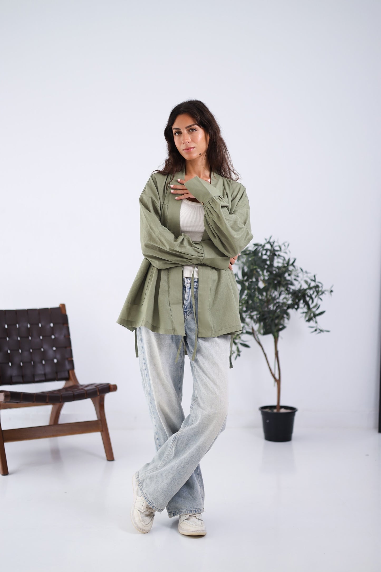 Wrapped Linen Shirt - Olive