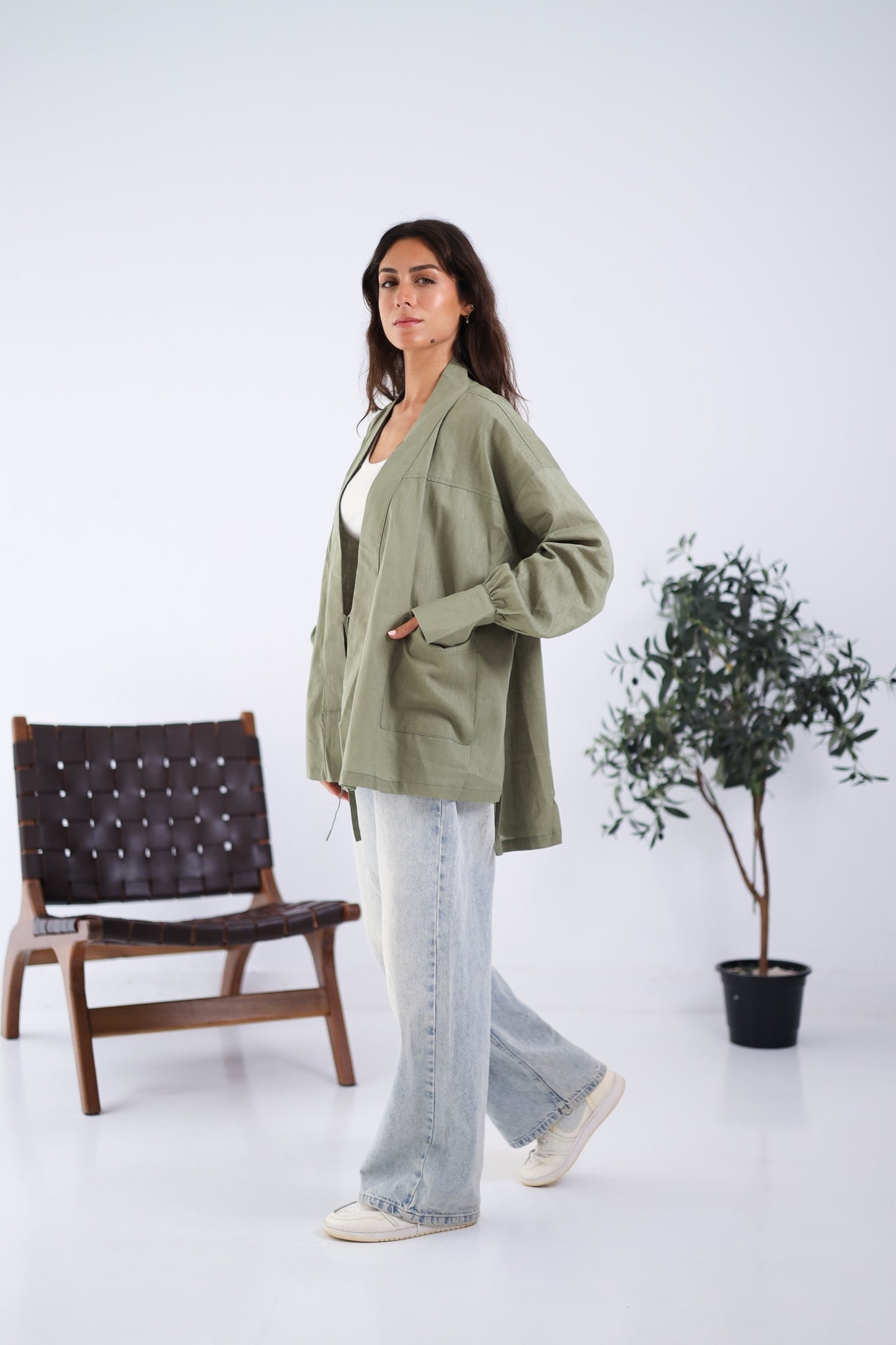 Wrapped Linen Shirt - Olive