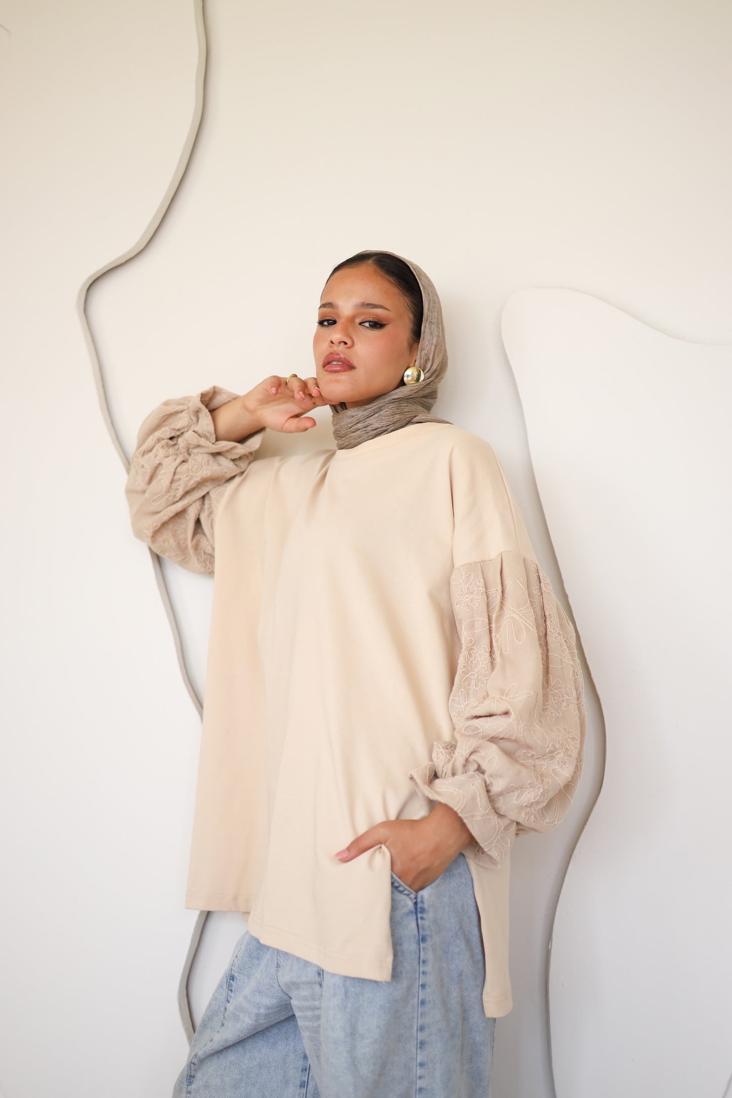 Guper Sleeves Shirt - BEIGE