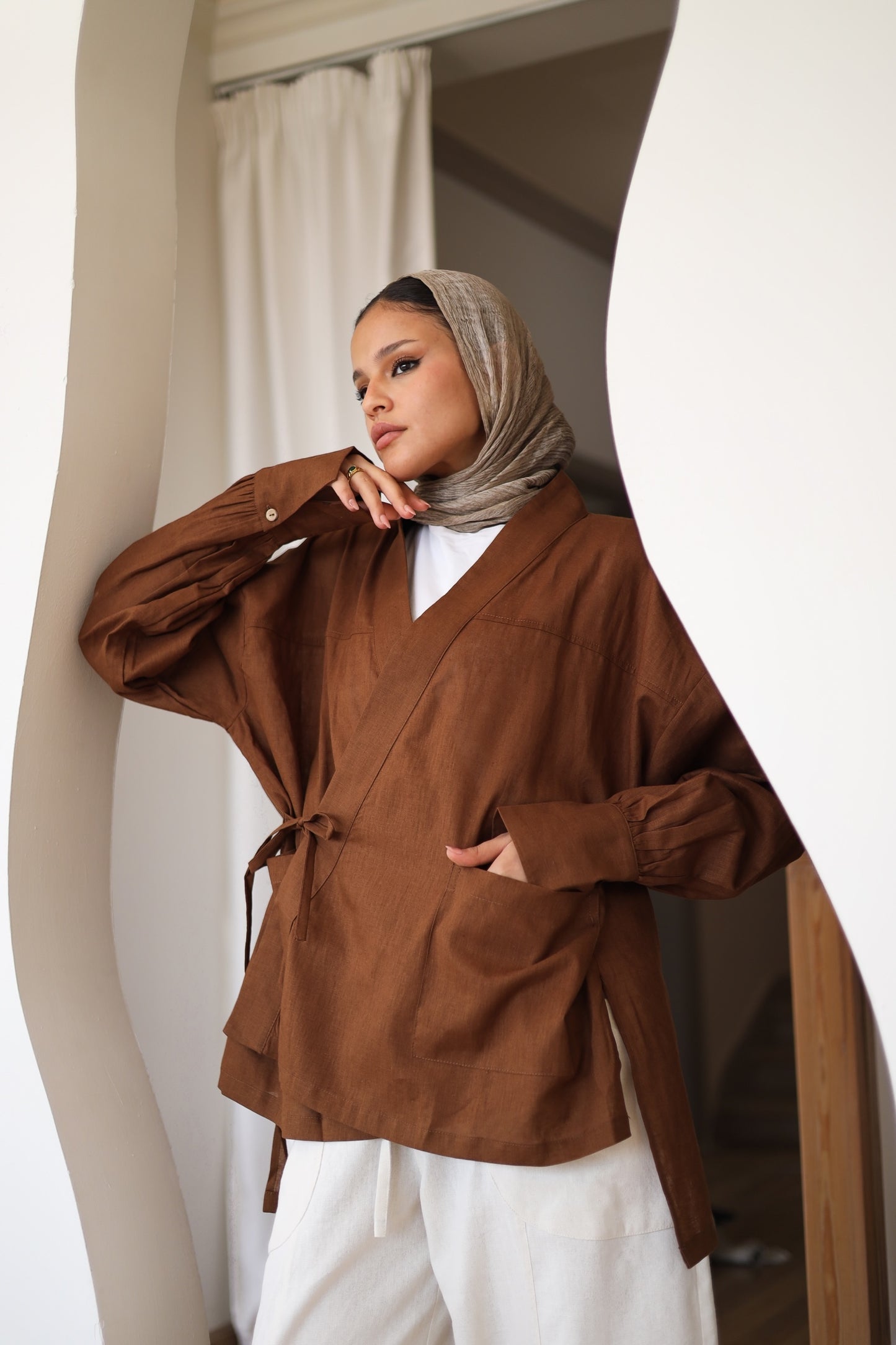 Wrapped Linen Shirt - HAVAN
