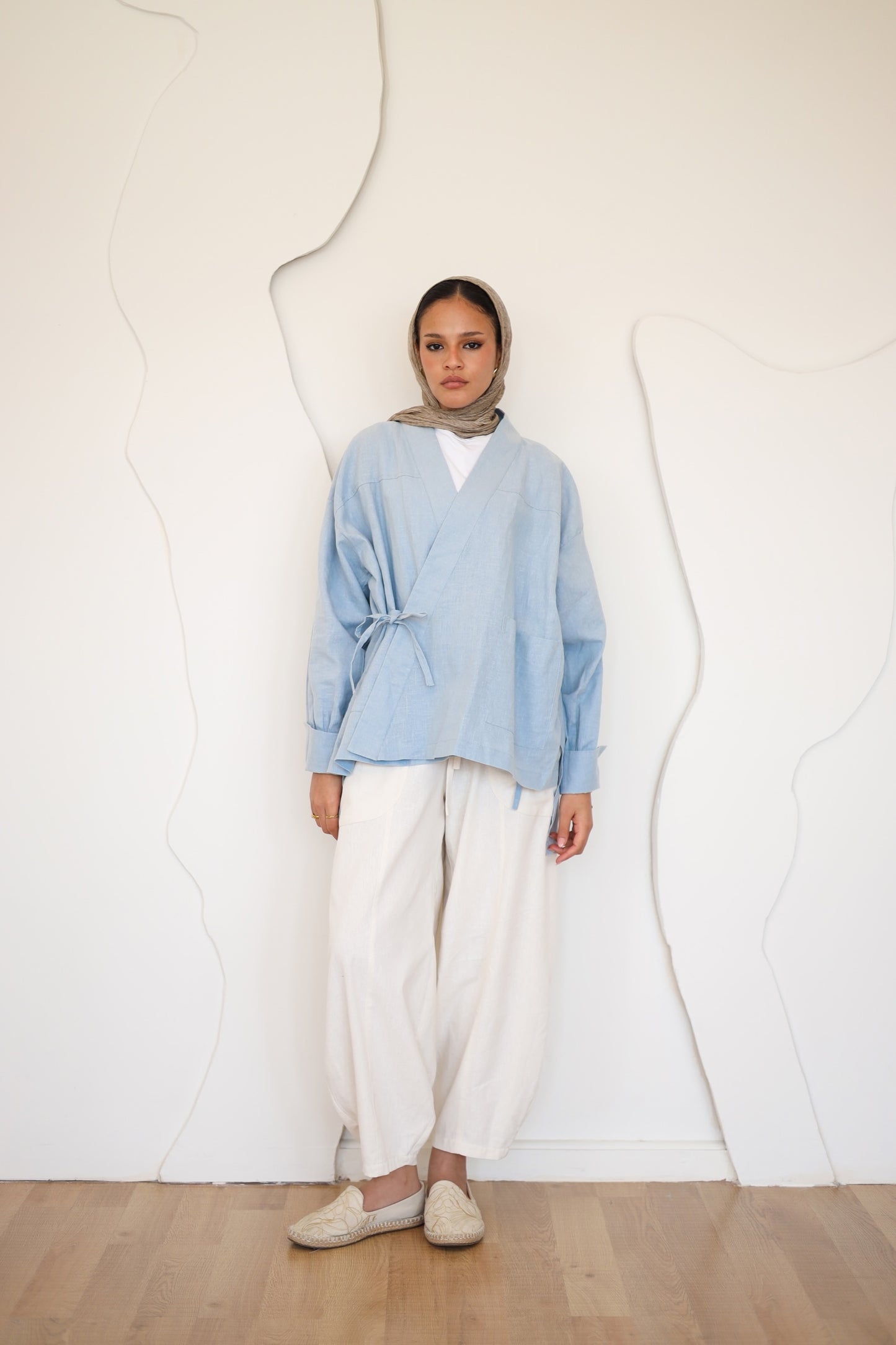 Wrapped Linen Shirt - BABY BLUE