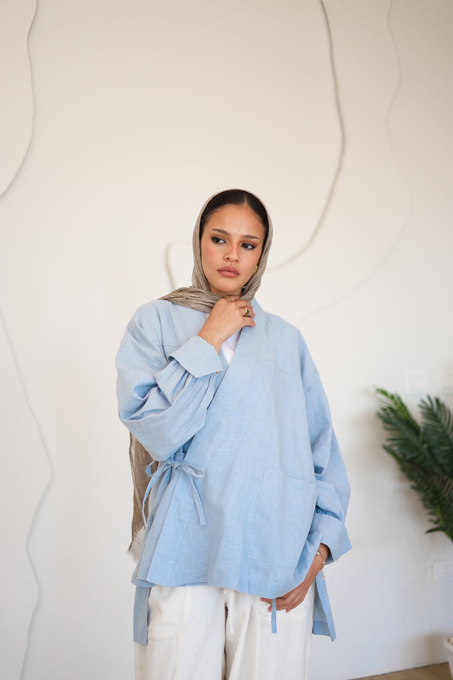 Wrapped Linen Shirt - BABY BLUE
