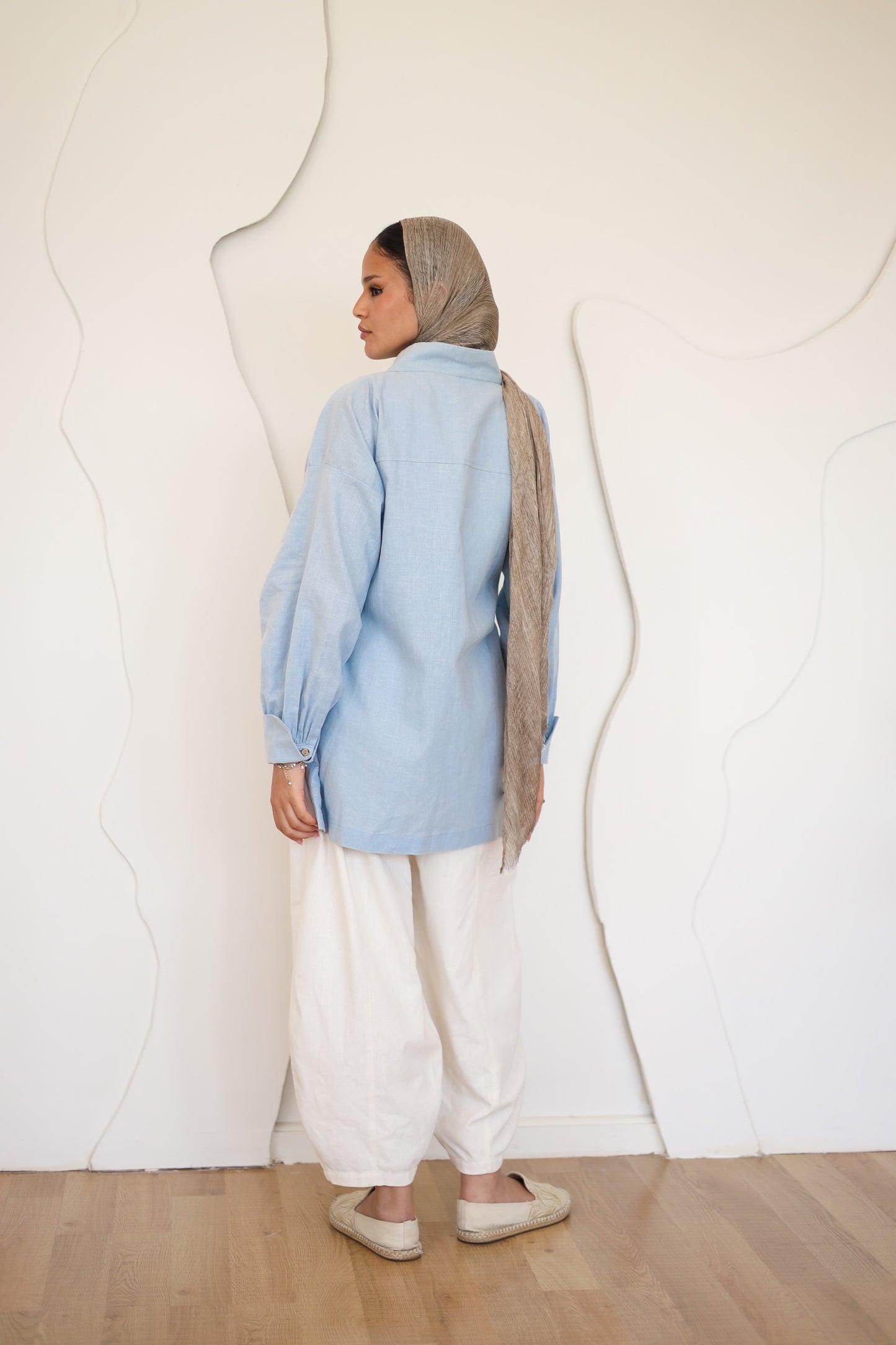 Wrapped Linen Shirt - BABY BLUE