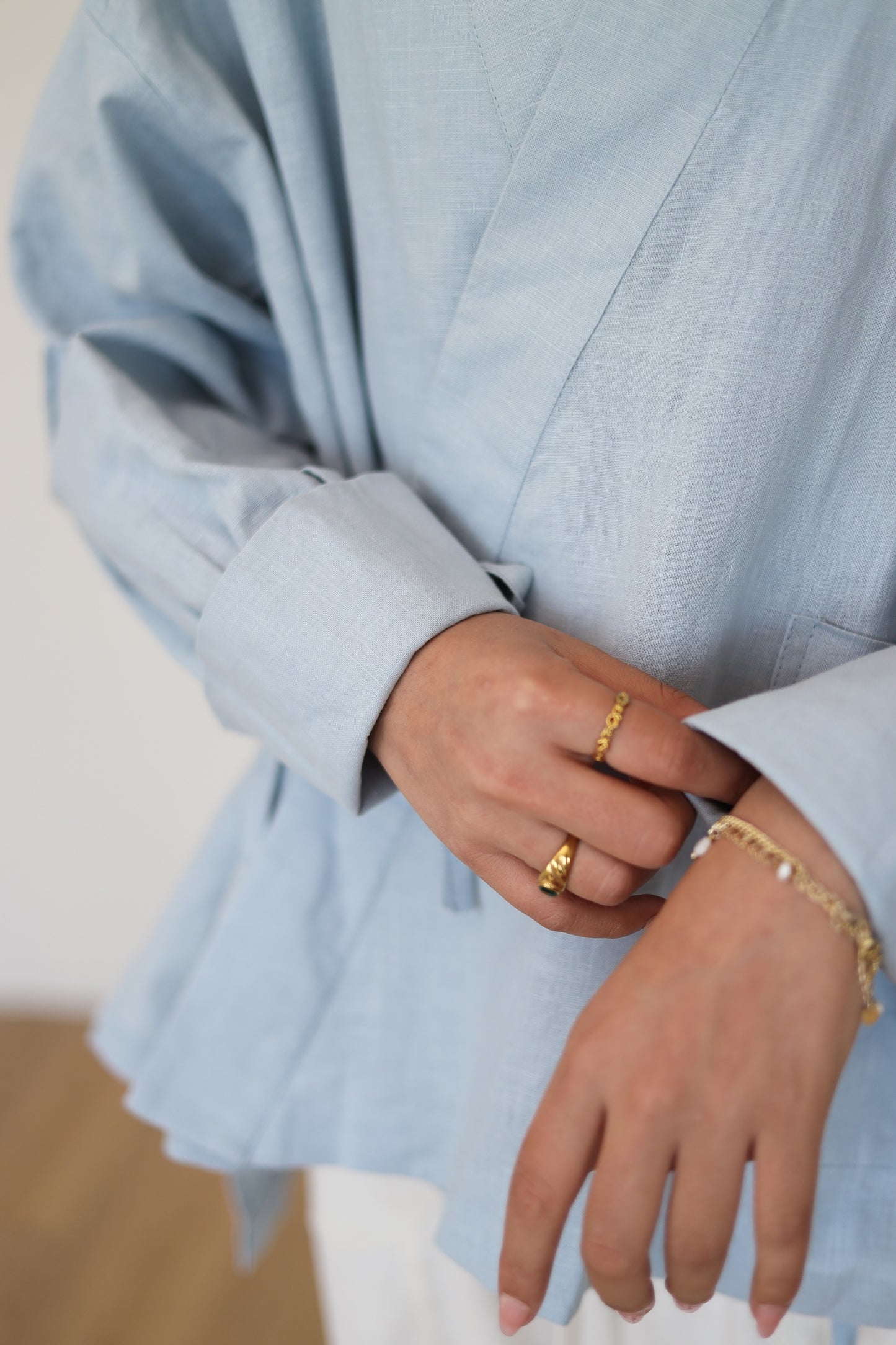 Wrapped Linen Shirt - BABY BLUE