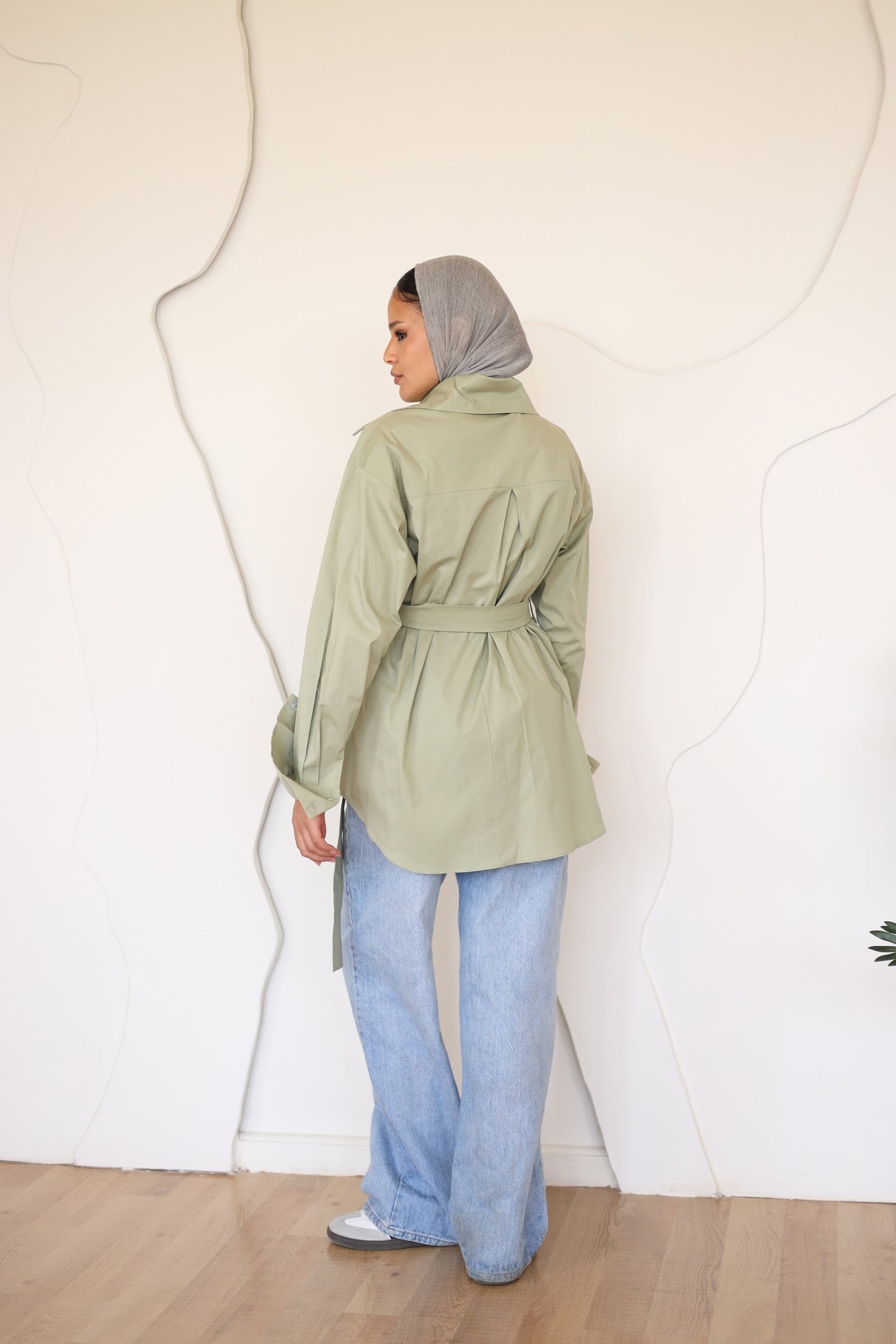 Poplin Wrapped Chemise - OLIVE