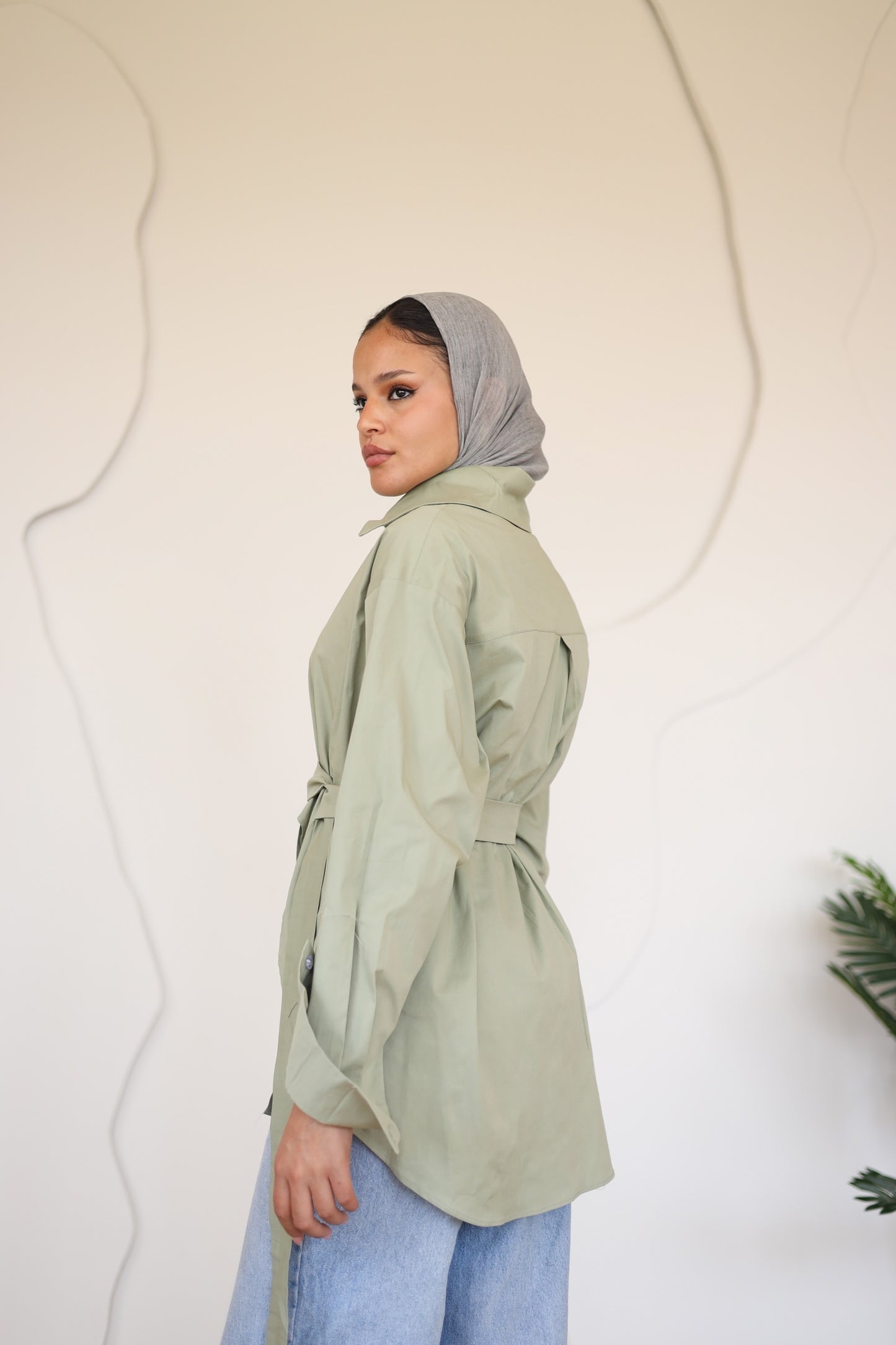 Poplin Wrapped Chemise - OLIVE