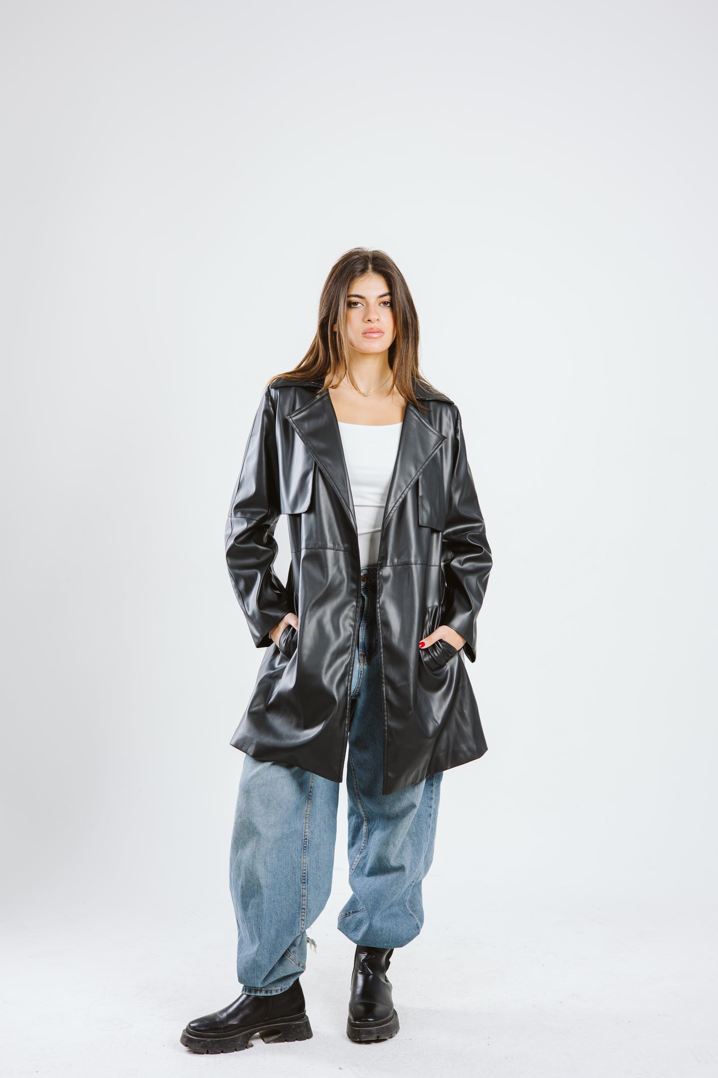 Leather Trench coat - Black