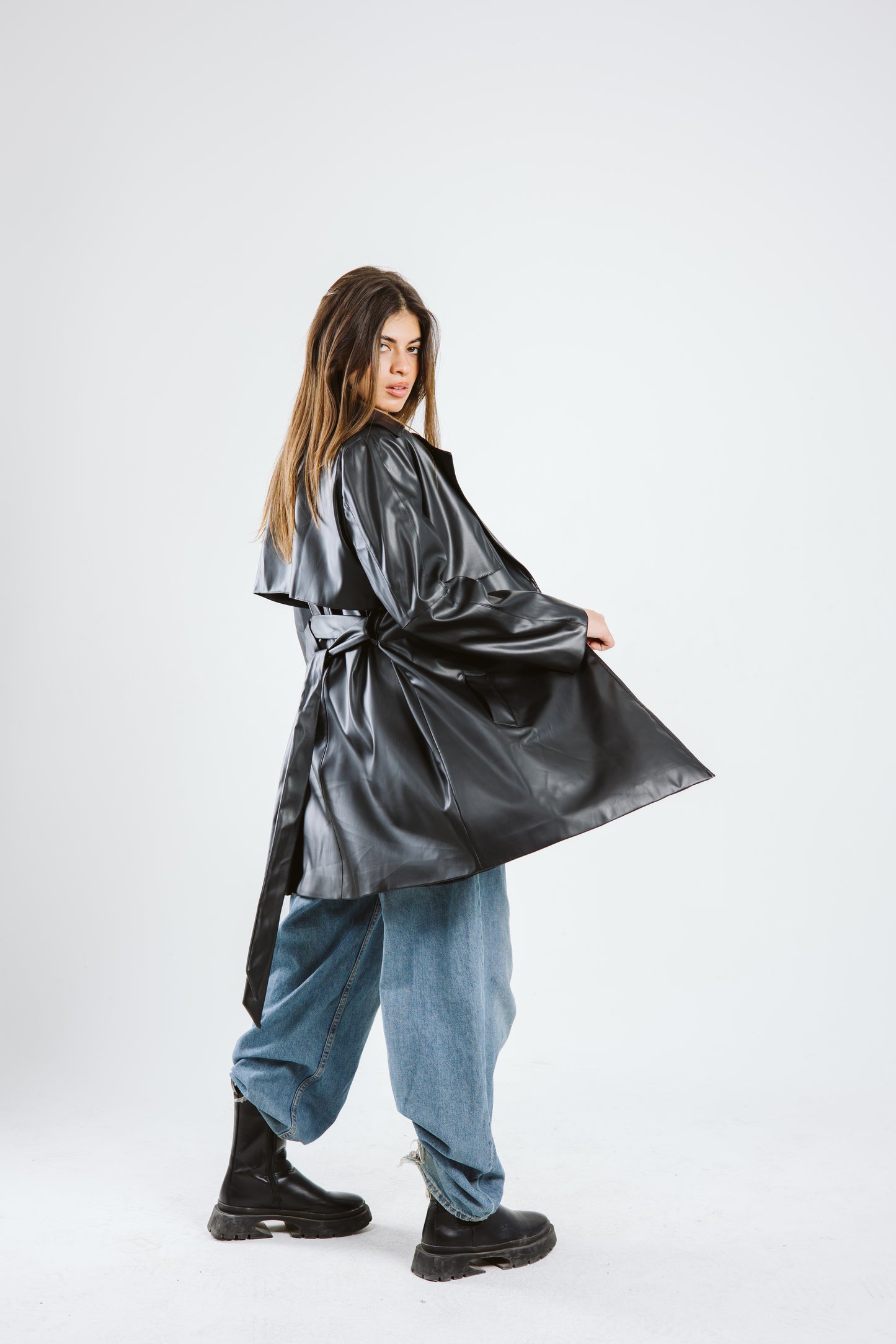 Leather Trench coat - Black
