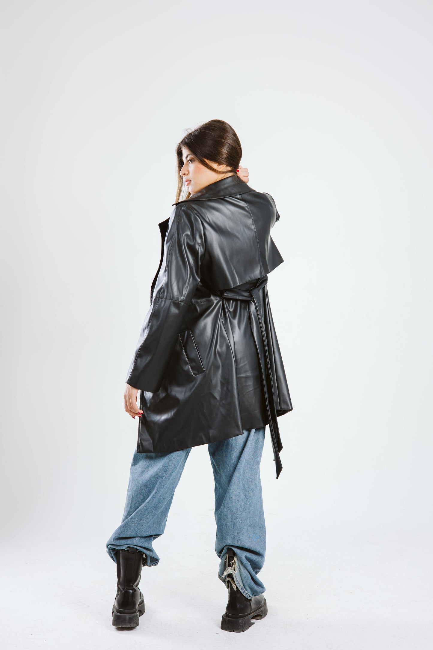 Leather Trench coat - Black