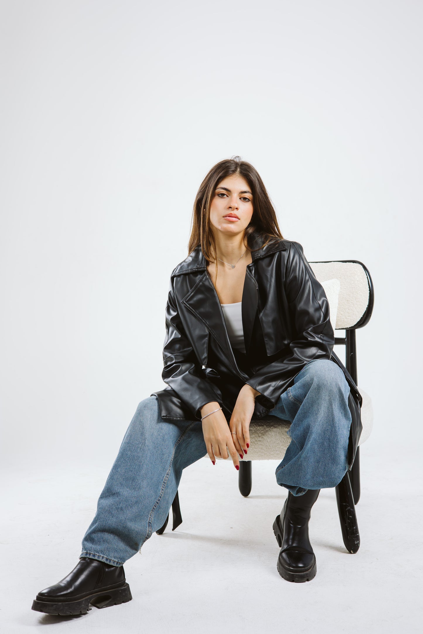 Leather Trench coat - Black