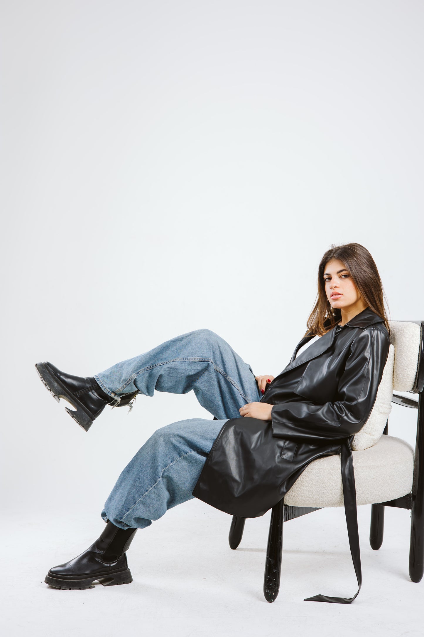 Leather Trench coat - Black