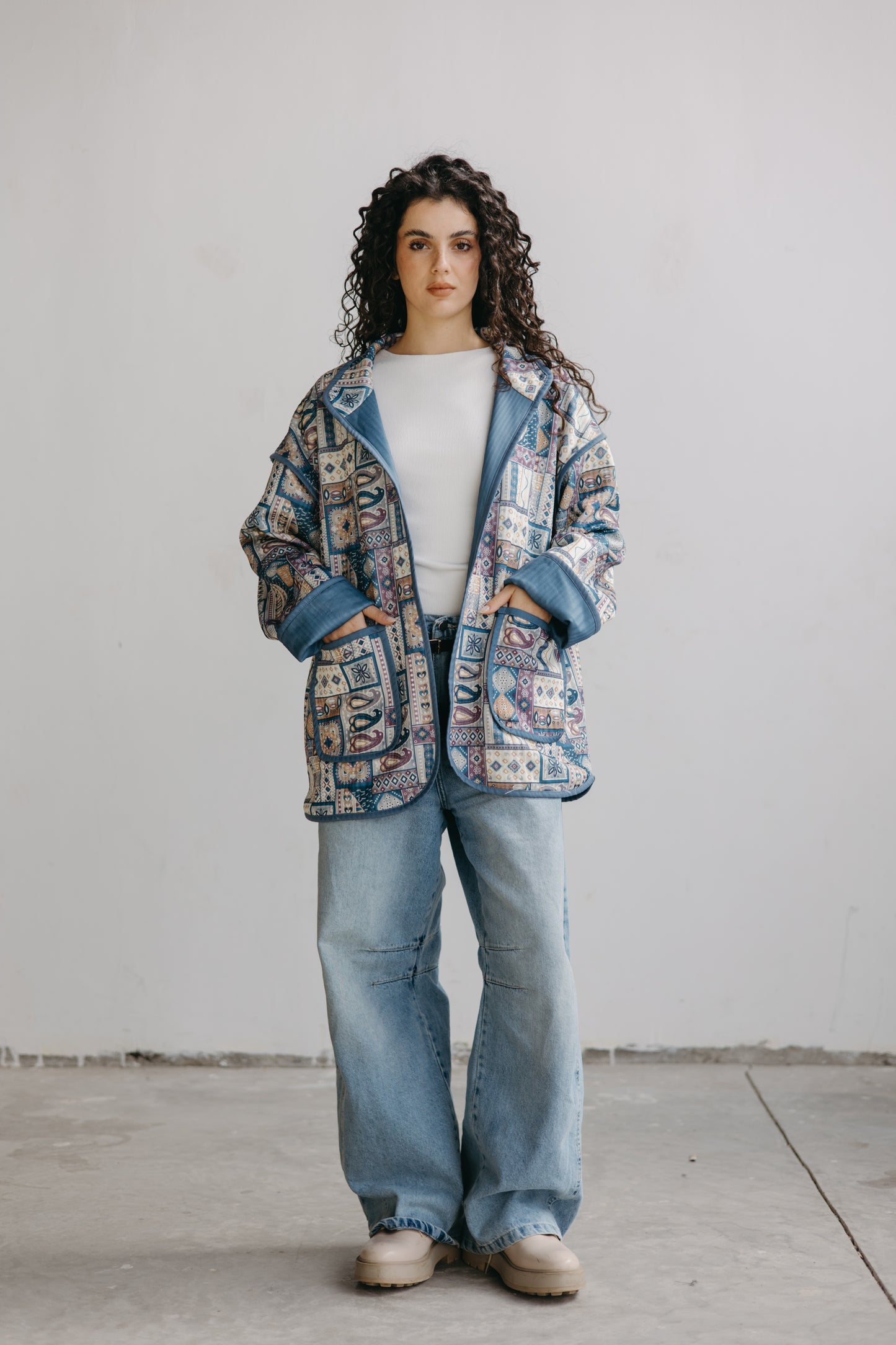 Printed Lined Jacket - Blue