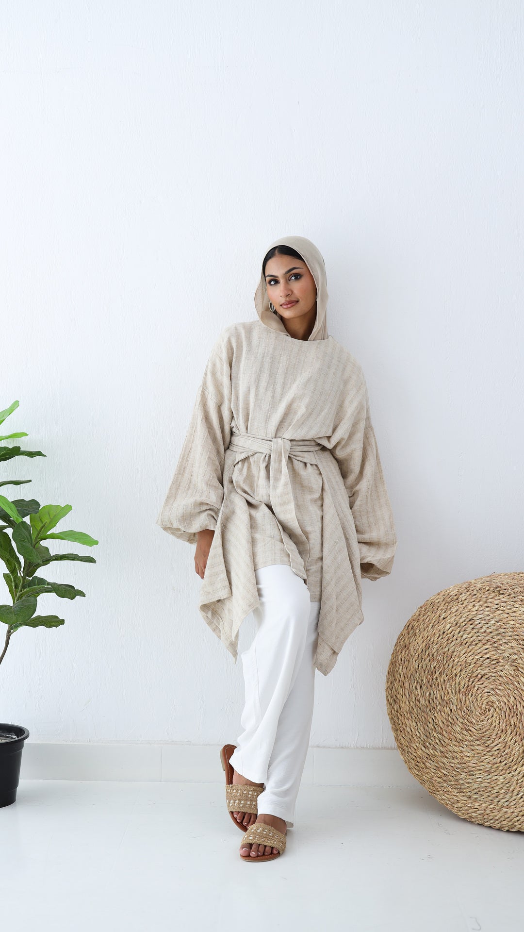 Wrapped Linen Shirt - Light beige