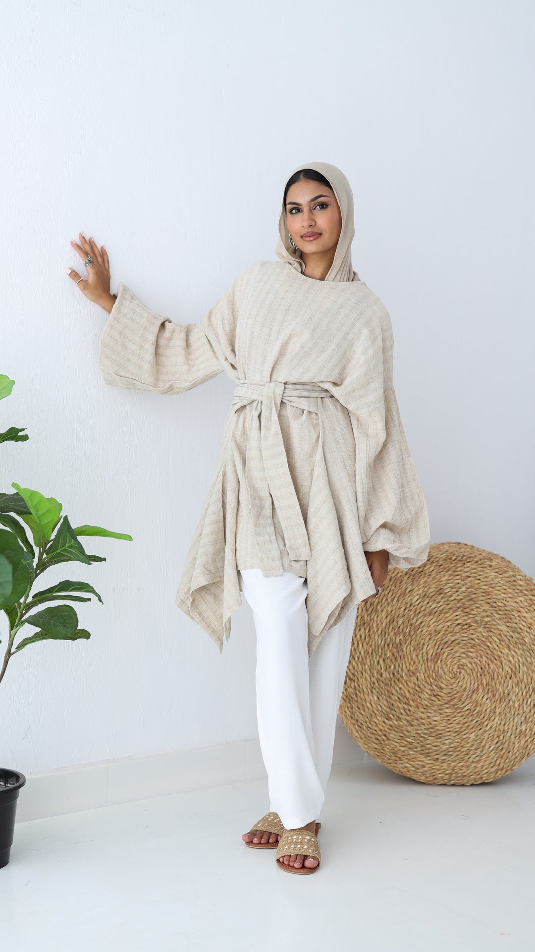 Wrapped Linen Shirt - Light beige