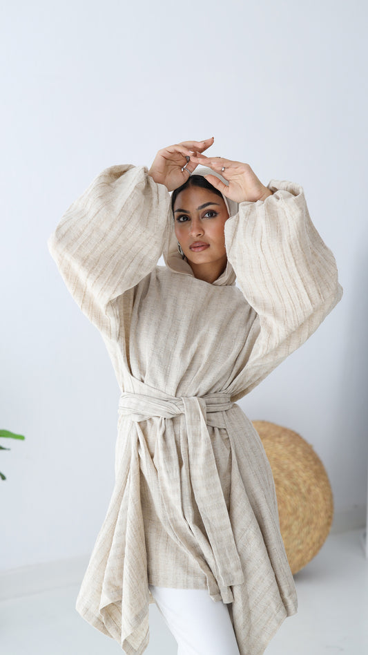 Wrapped Linen Shirt - Light beige