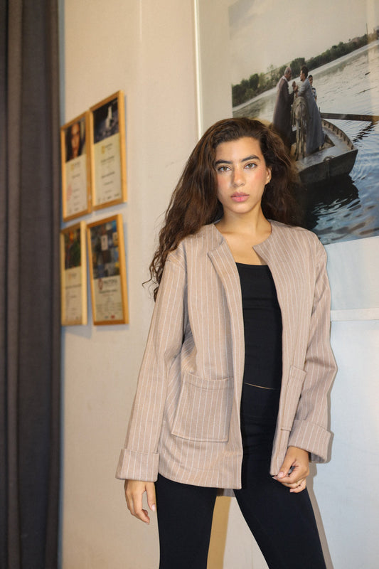 Pocket Lined Jacket - BEIGE